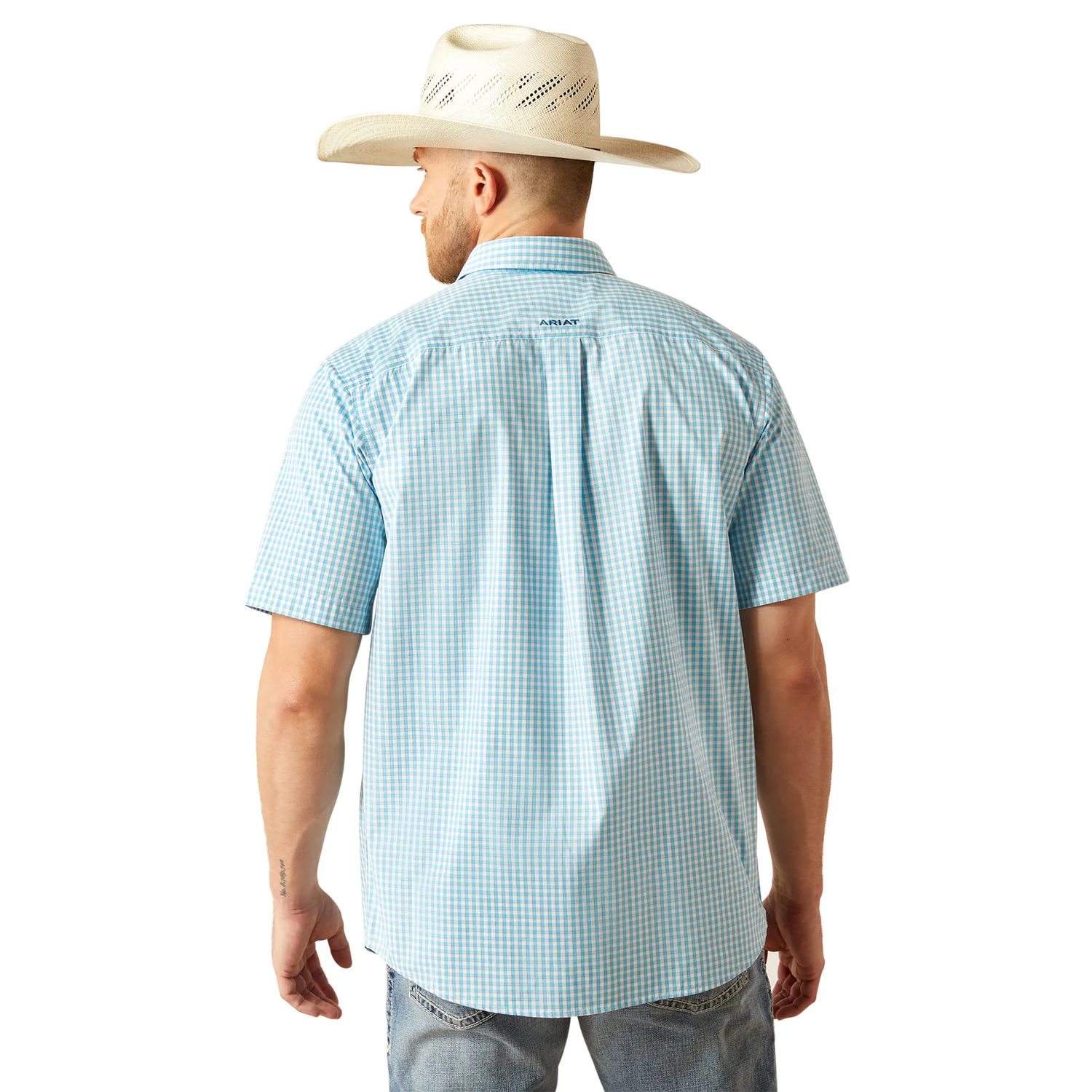 Ariat Men's Pro Series Sloane Classic Fit Short Sleeve Shirt - Light Blue - Image 2