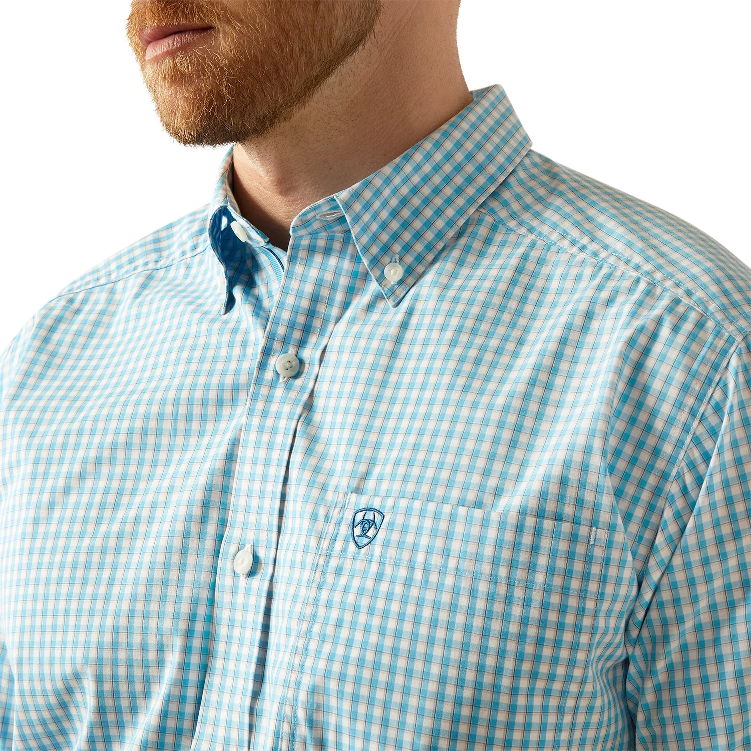 Ariat Men's Pro Series Sloane Classic Fit Short Sleeve Shirt - Light Blue - Image 3