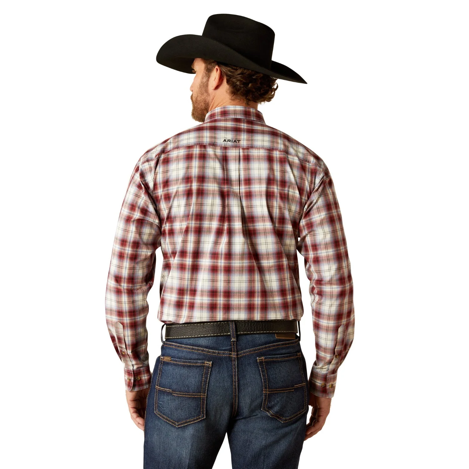 Ariat Men's Pro Series Team Oscar Classic Fit Shirt - Dark Red/Navy - Image 2