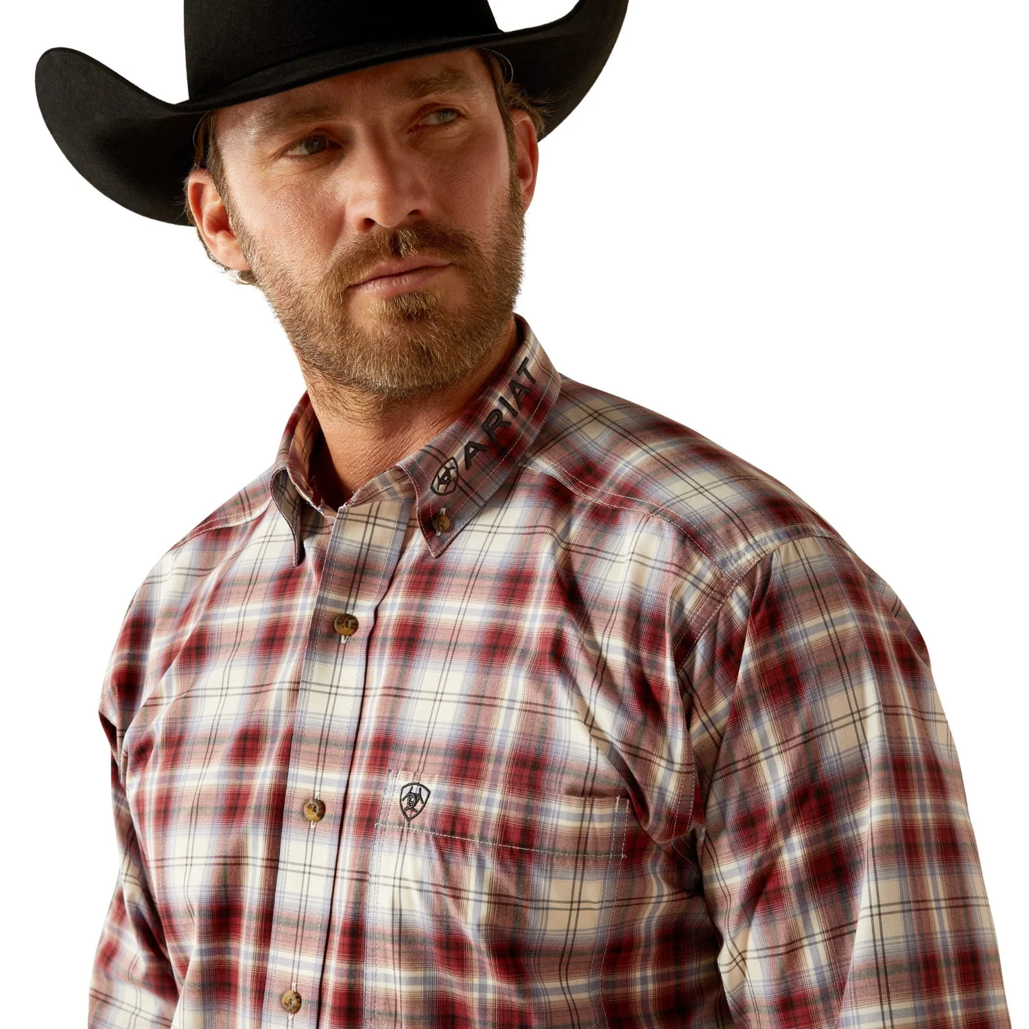 Ariat Men's Pro Series Team Oscar Classic Fit Shirt - Dark Red/Navy - Image 4
