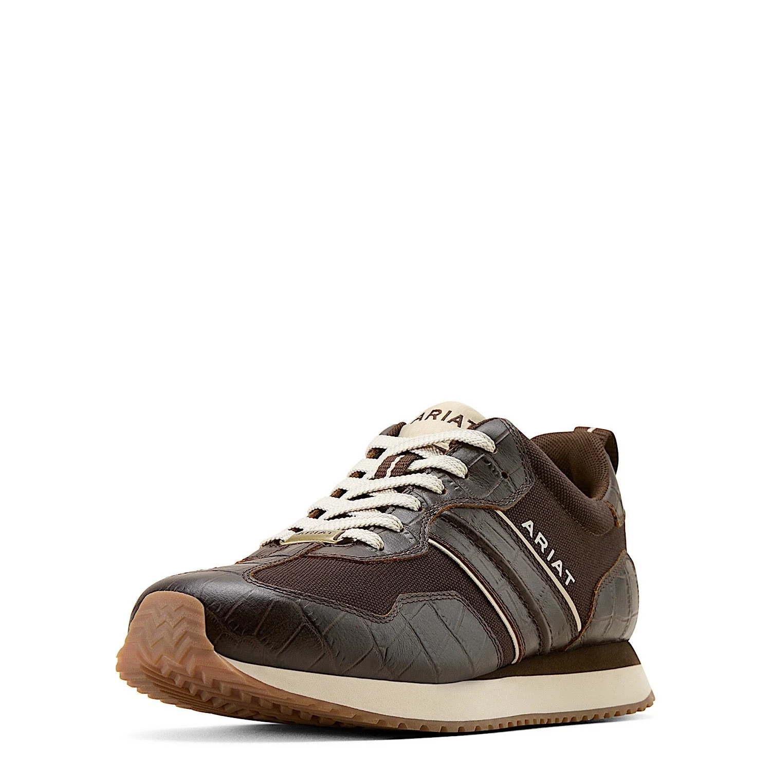 Ariat Men's Ranch Runner Shoe - Chocolate / Antique Tan Croc Print