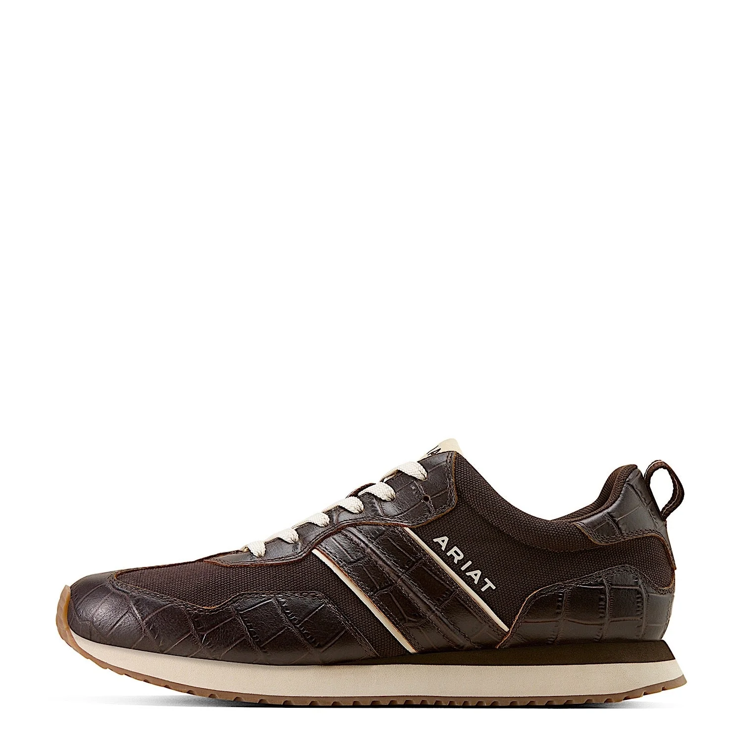 Ariat Men's Ranch Runner Shoe - Chocolate / Antique Tan Croc Print - Image 2