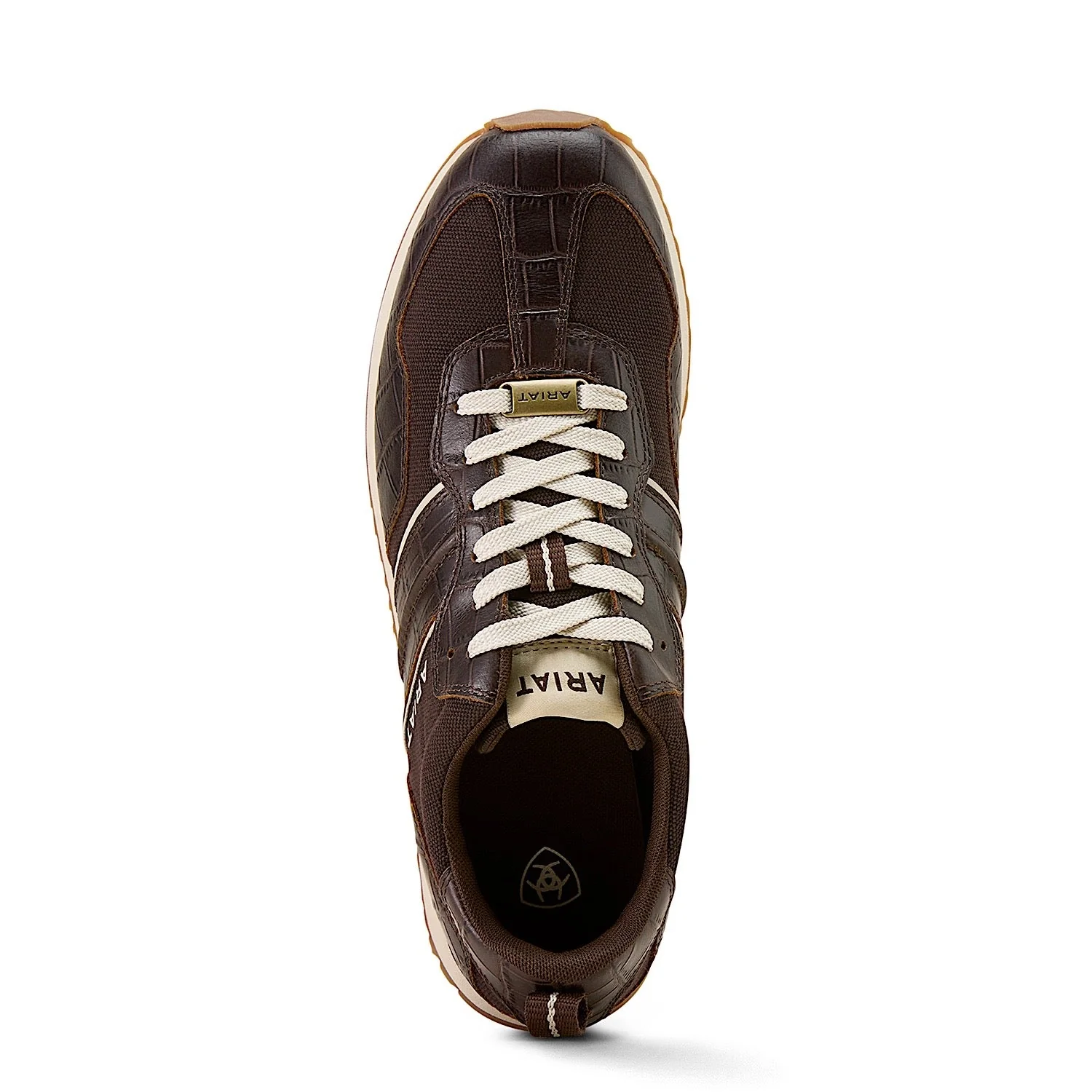 Ariat Men's Ranch Runner Shoe - Chocolate / Antique Tan Croc Print - Image 4