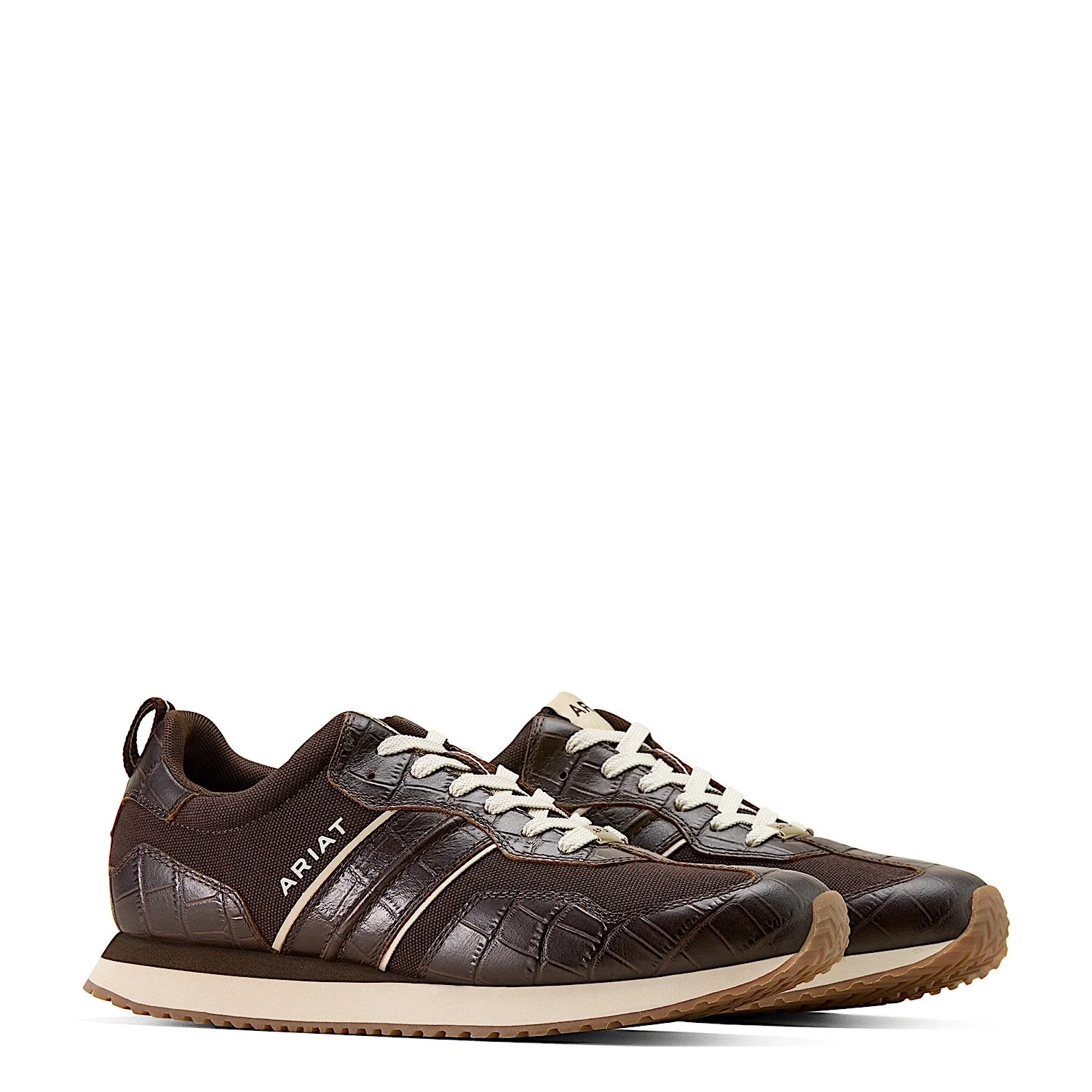 Ariat Men's Ranch Runner Shoe - Chocolate / Antique Tan Croc Print - Image 6