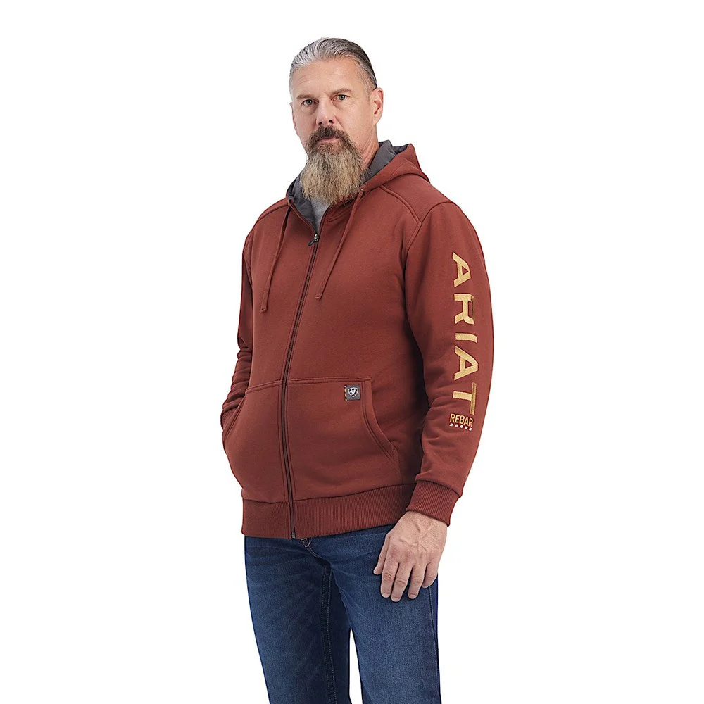 Ariat Men's Rebar All-Weather Full Zip Hoodie Cherry Mahogany