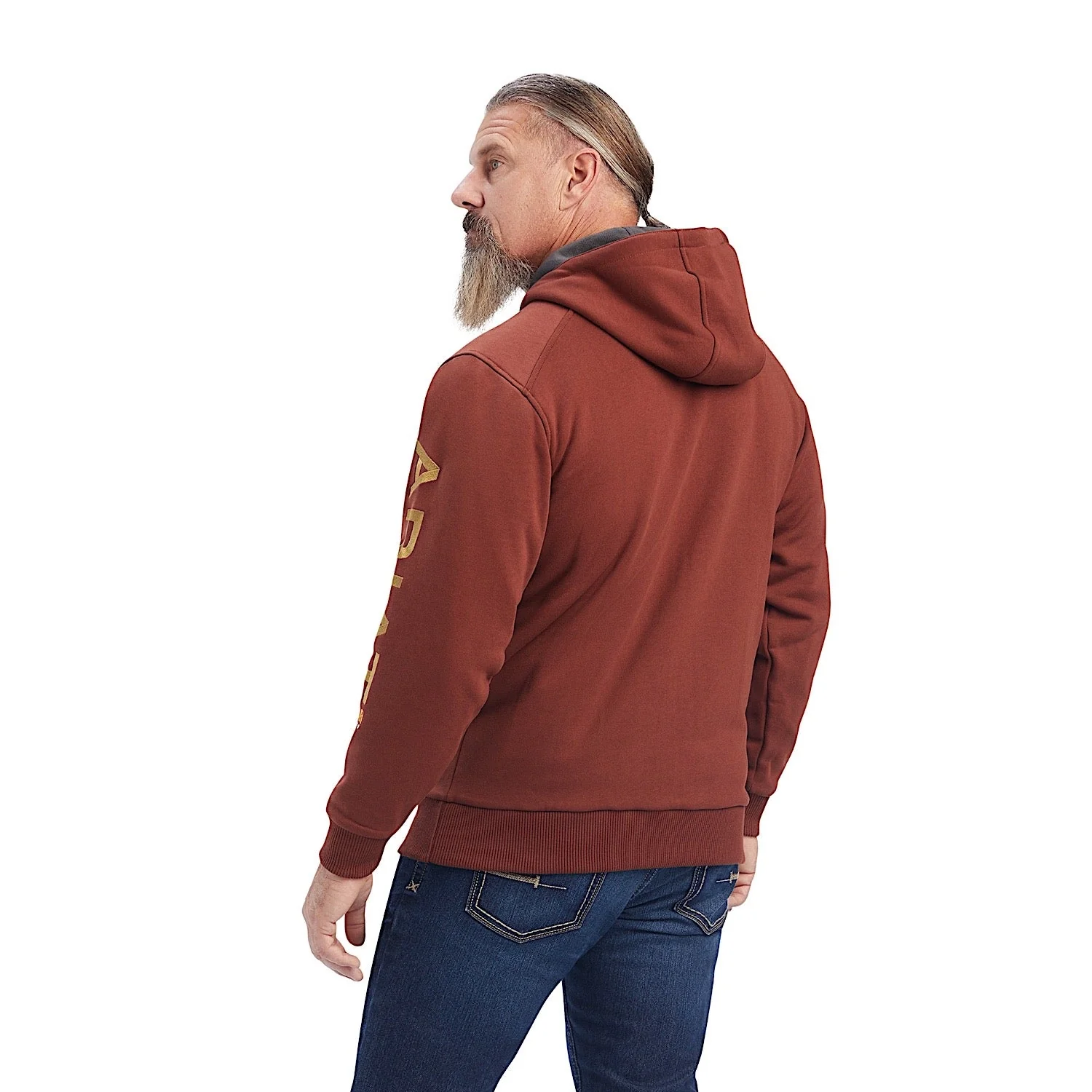 Ariat Men's Rebar All-Weather Full Zip Hoodie Cherry Mahogany - Image 4