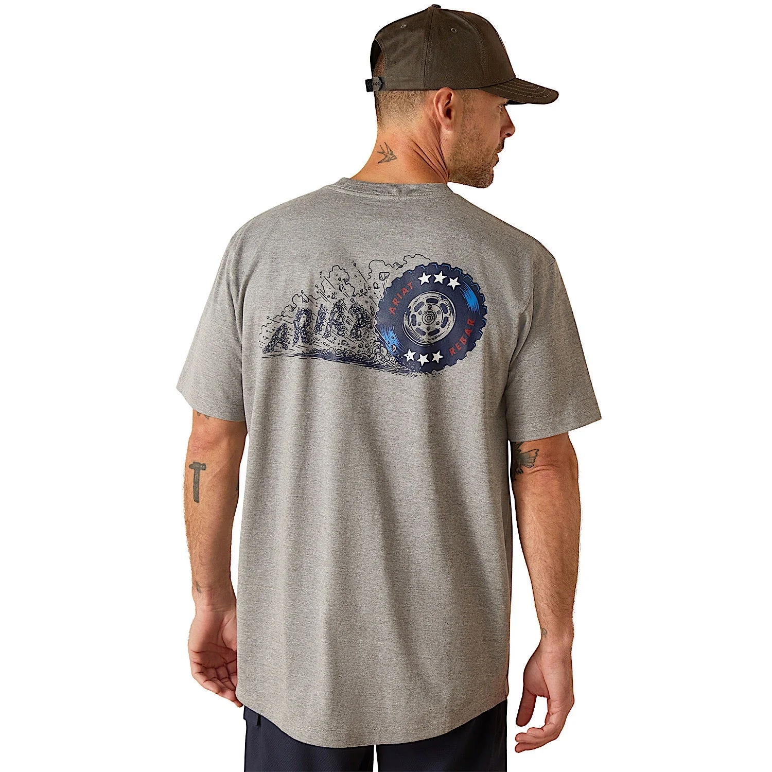 Ariat Men's Rebar Cotton Strong Burning Rubber T-Shirt - Heather Grey - Image 2