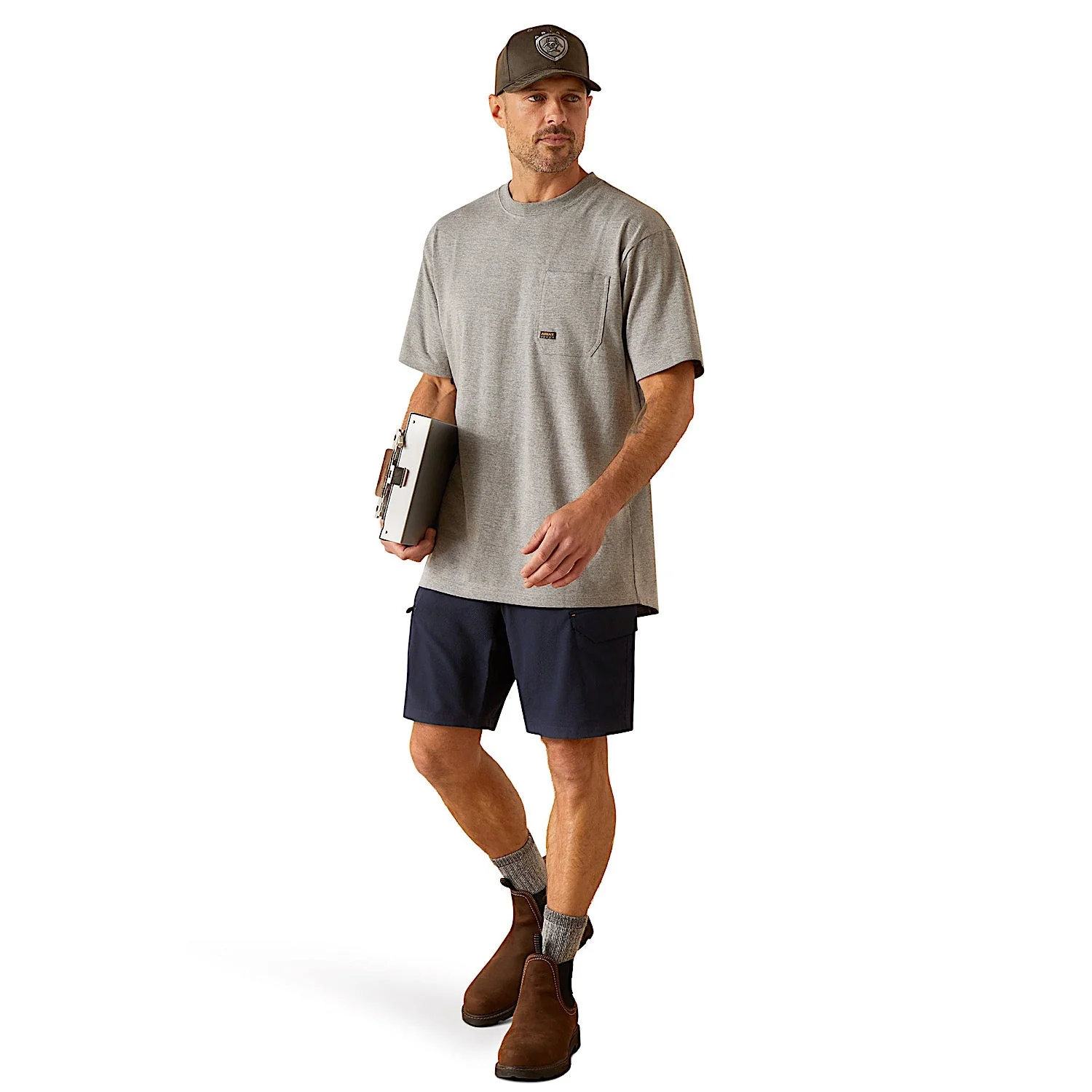 Ariat Men's Rebar Cotton Strong Burning Rubber T-Shirt - Heather Grey - Image 3