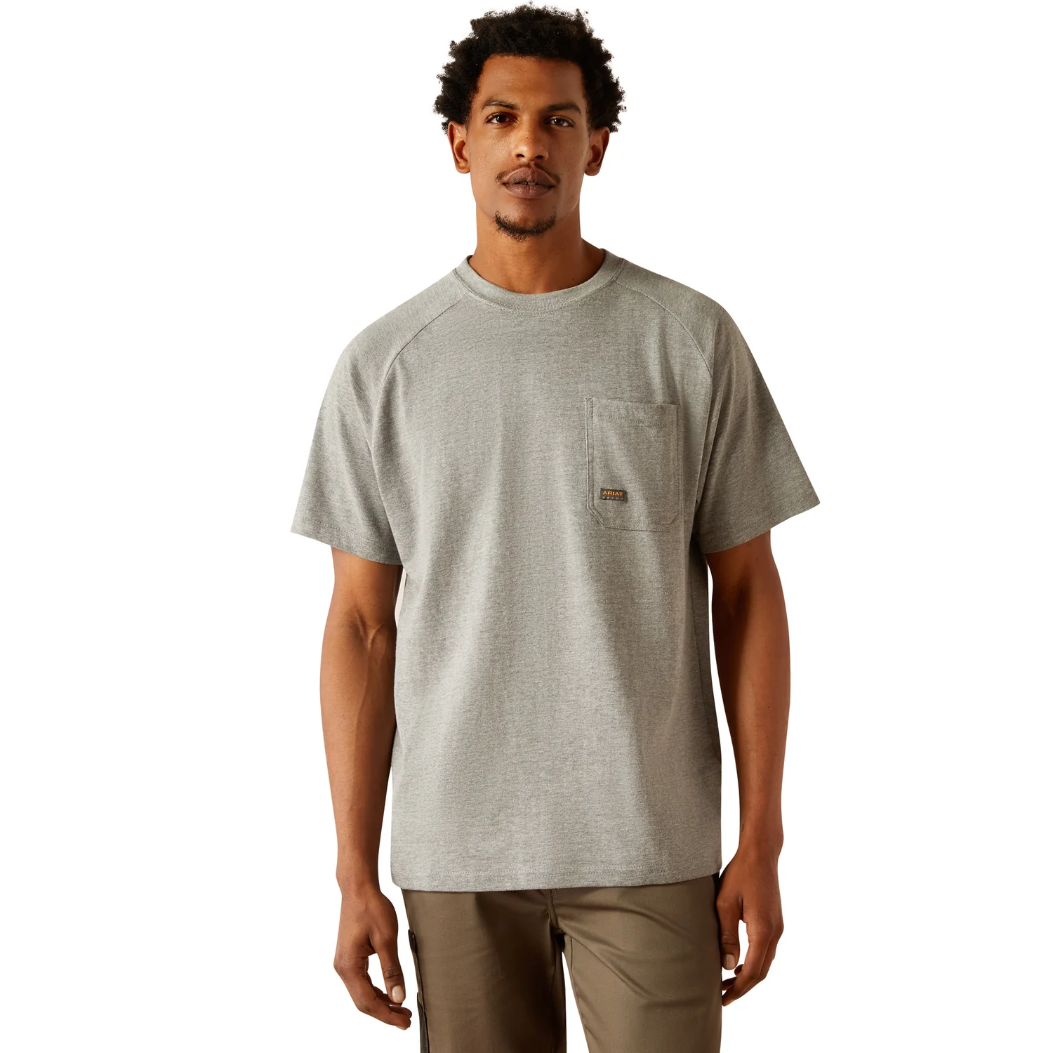 Ariat Men's Rebar Cotton Strong Workhog T Shirt - Heather Grey - Image 2