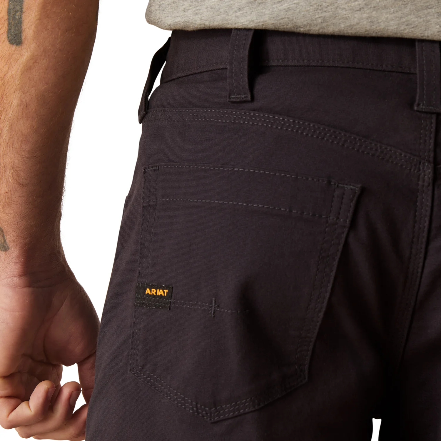 Ariat Men's Rebar DuraStretch Made Tough Shorts - Charcoal - Image 3