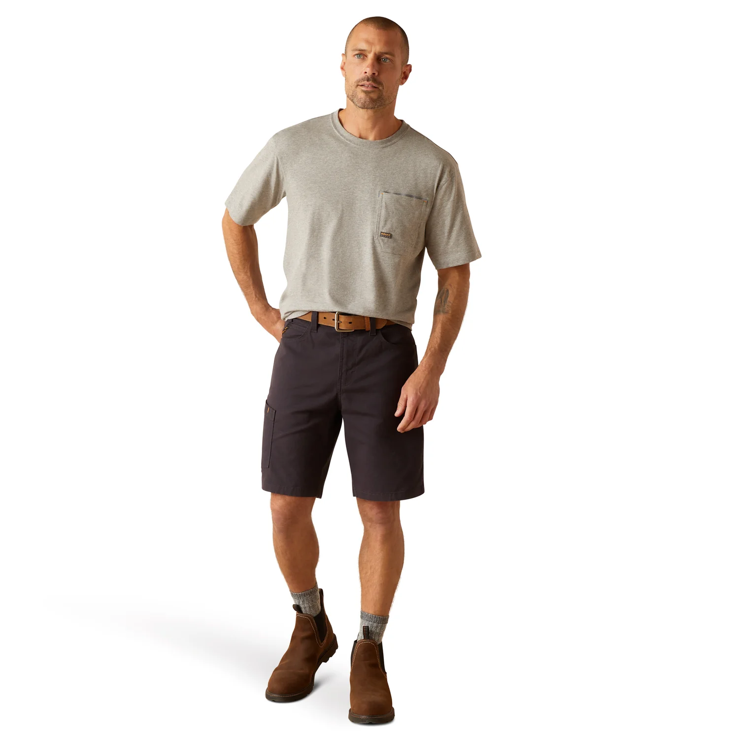 Ariat Men's Rebar DuraStretch Made Tough Shorts - Charcoal - Image 6