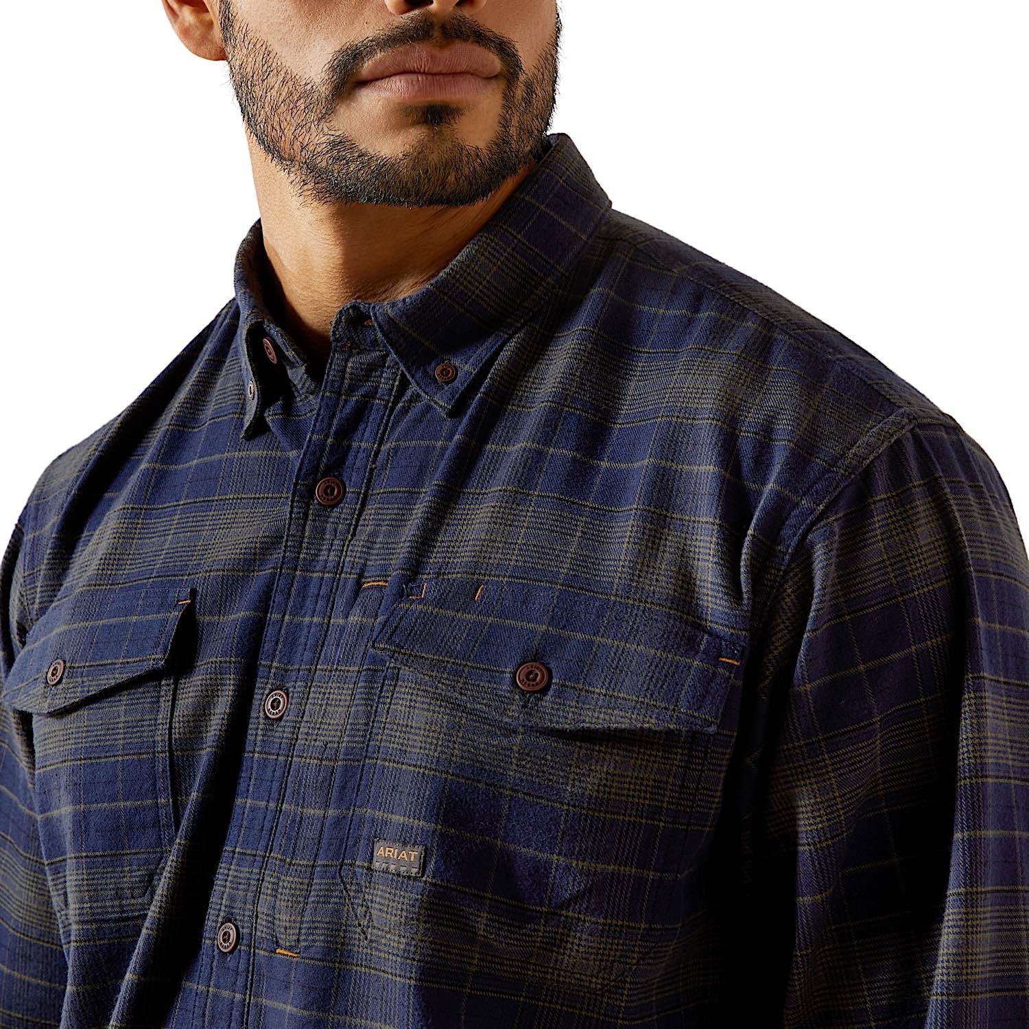 Ariat Men's Rebar Flannel Durastretch Work Shirt - Navy - Image 4