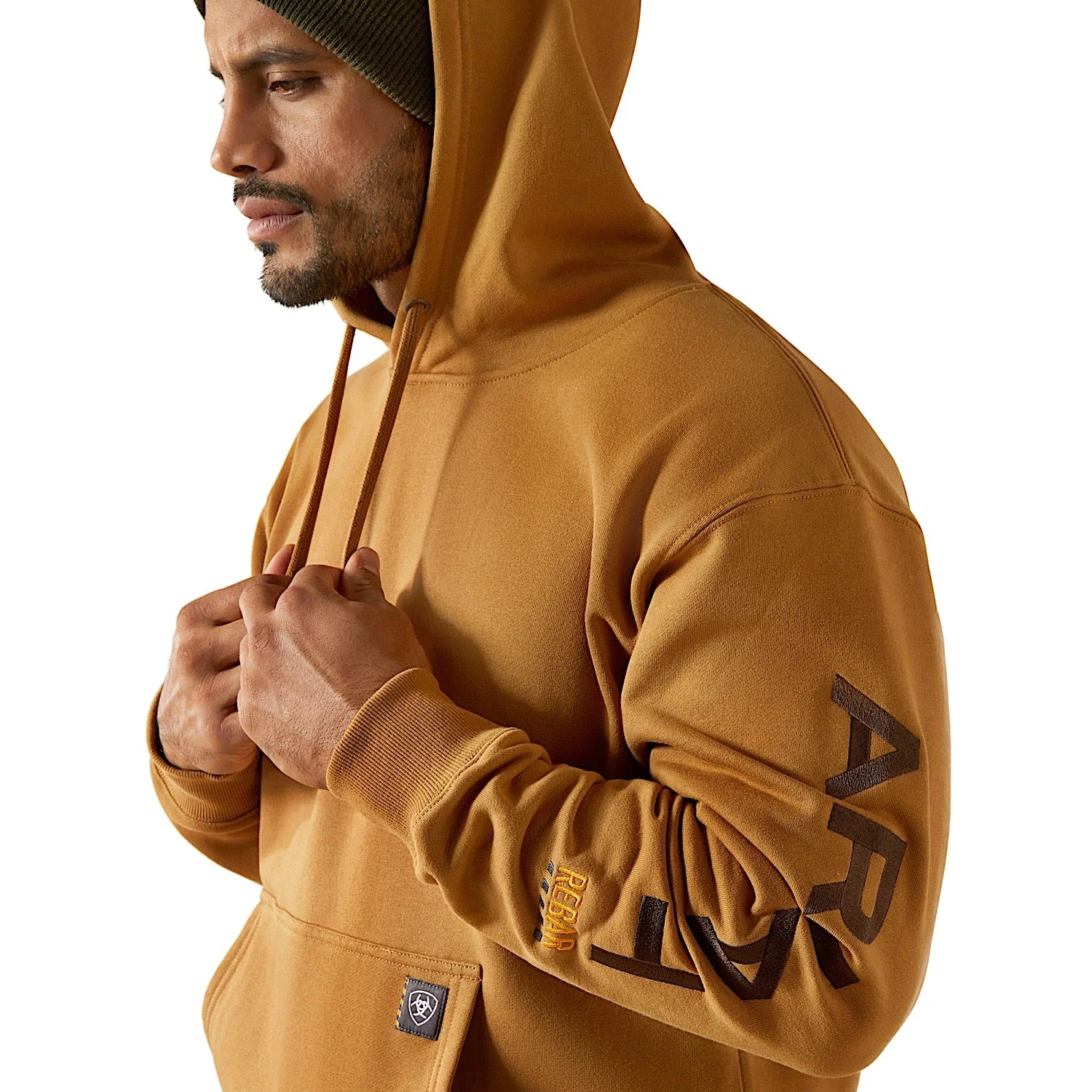 Ariat Men's Rebar Graphic Hoodie - Dijon/Mole - Image 4