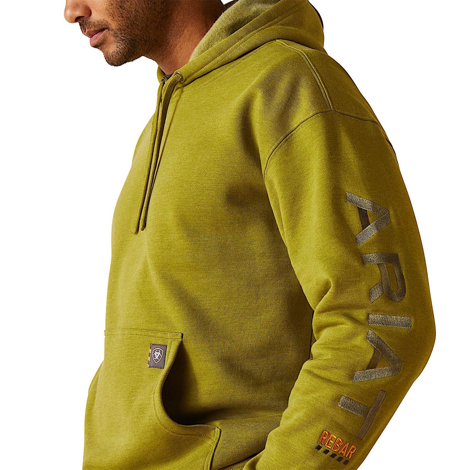Ariat Men's Rebar Graphic Hoodie - Going Green Heather - Image 4
