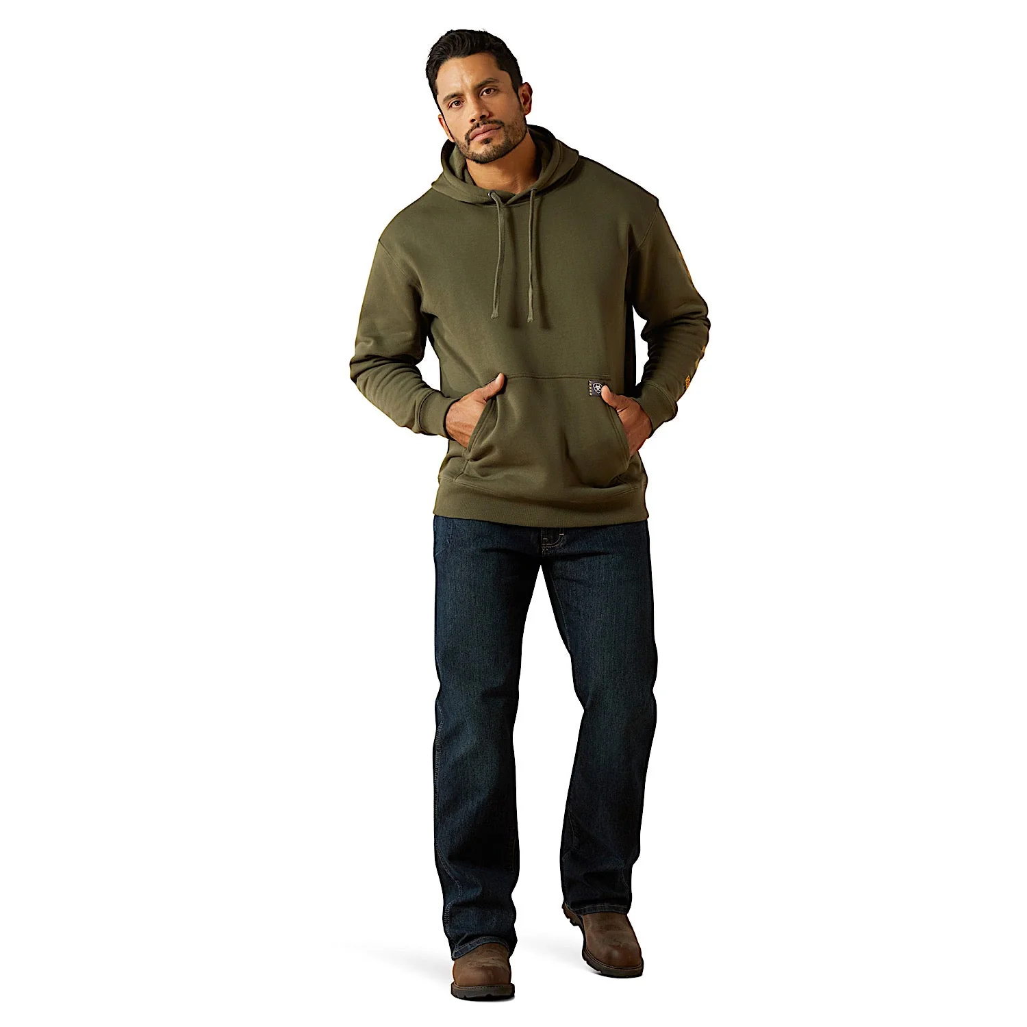 Ariat Men's Rebar Graphic Hoodie - Grape Leaf/Dried Herb - Image 3