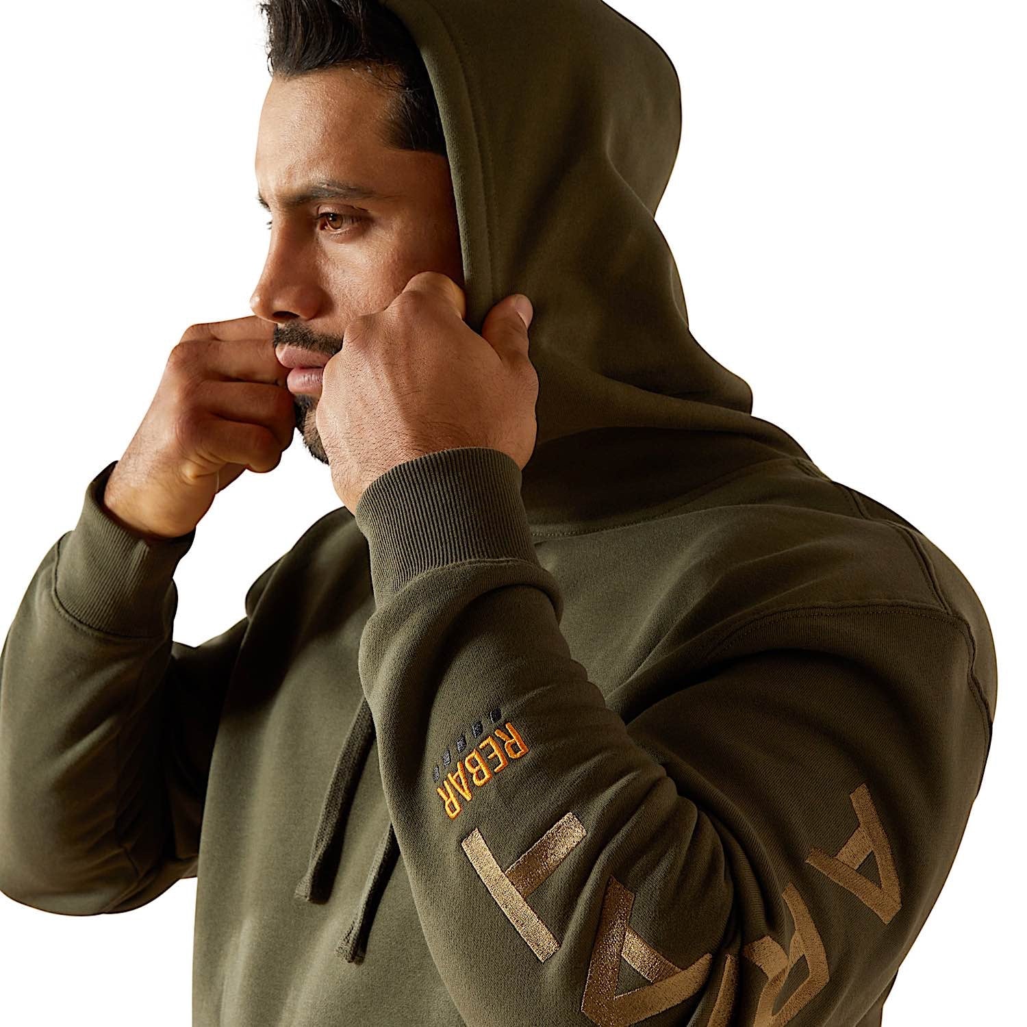 Ariat Men's Rebar Graphic Hoodie - Grape Leaf/Dried Herb - Image 4