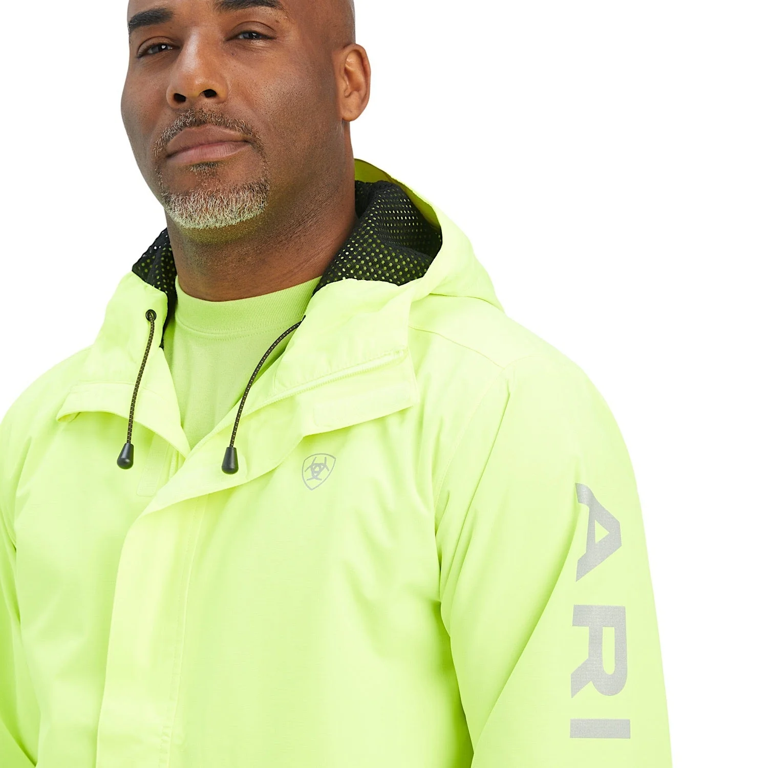 Ariat Mens Rebar Stormshell Logo Waterproof Jacket Safety Yellow - Image 2