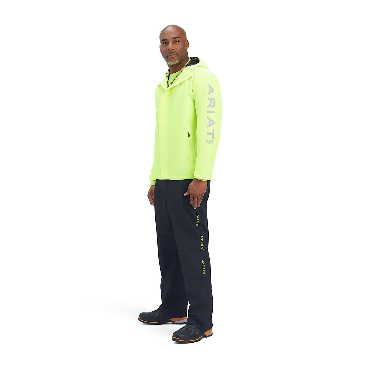 Ariat Mens Rebar Stormshell Logo Waterproof Jacket Safety Yellow - Image 3