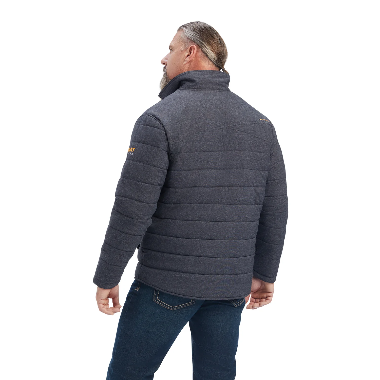 Ariat Mens Rebar Valiant Stretch Canvas Insulated Jacket- Charcoal Heather - Image 2