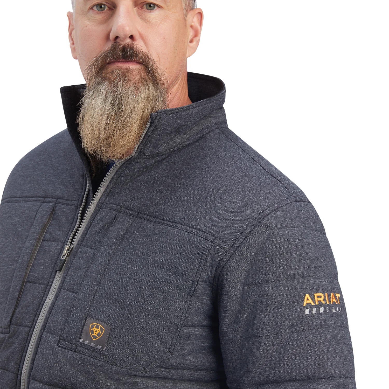 Ariat Mens Rebar Valiant Stretch Canvas Insulated Jacket- Charcoal Heather - Image 3