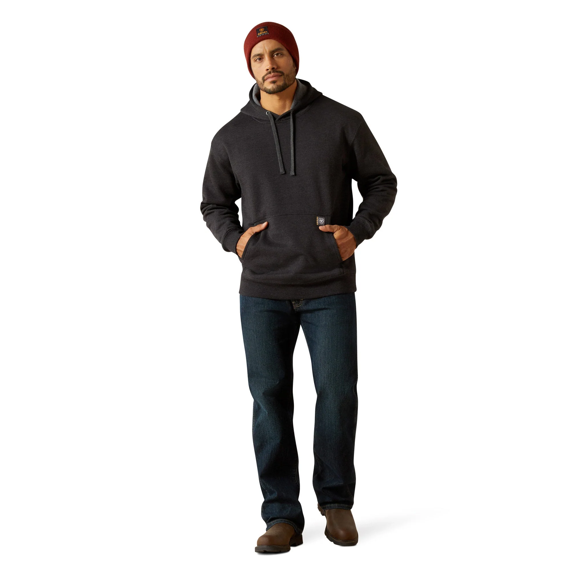 Ariat Men's Rebar Workman Bolt Hoodie - Charcoal Heather - Image 3