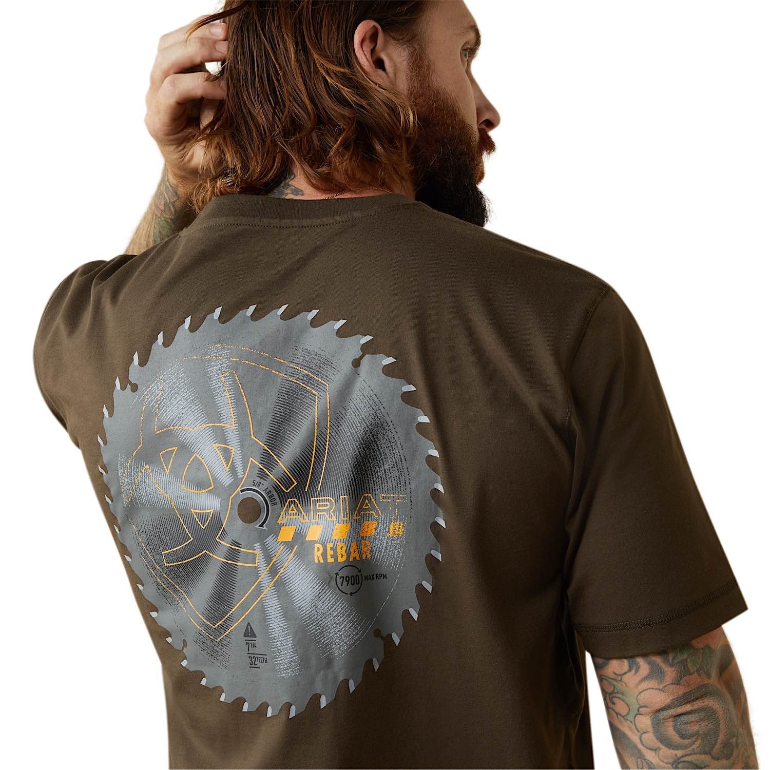 ARIAT Mens Rebar Workman Buzz Saw S/S T-Shirt Wren - Image 2
