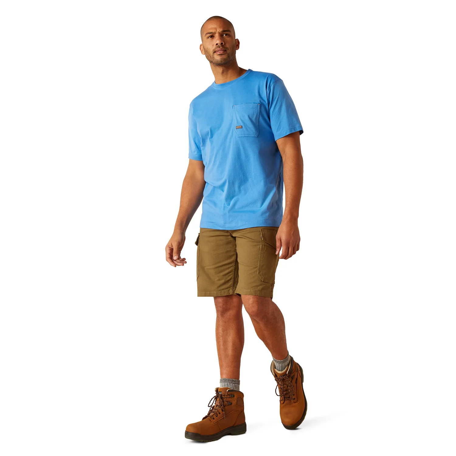 Ariat Men's Rebar Workman Logo T-Shirt - Campanula/Grey Camo - Image 5