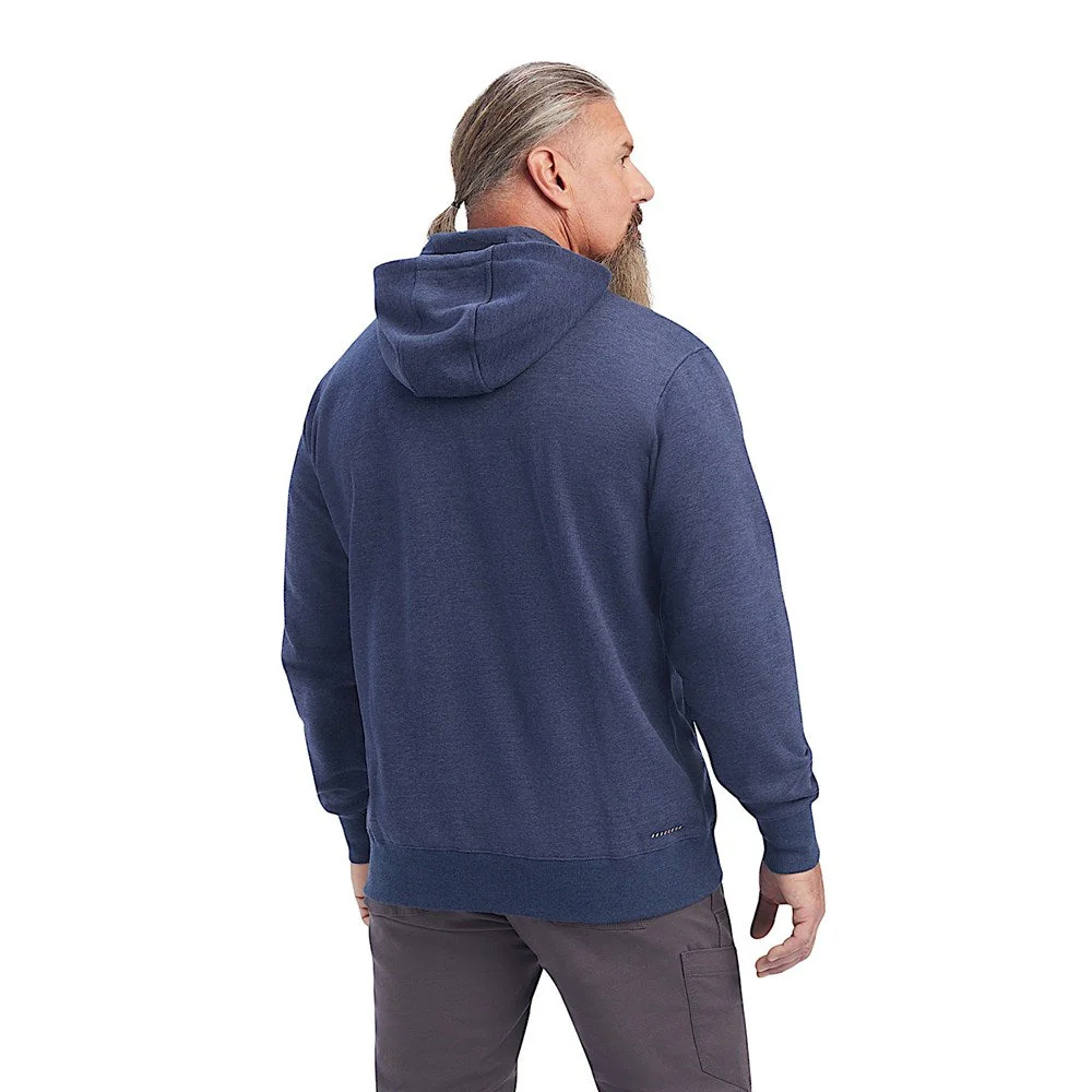 Ariat Men's Rebar Workman Quarter Zip Hoodie Navy Heather - Image 2