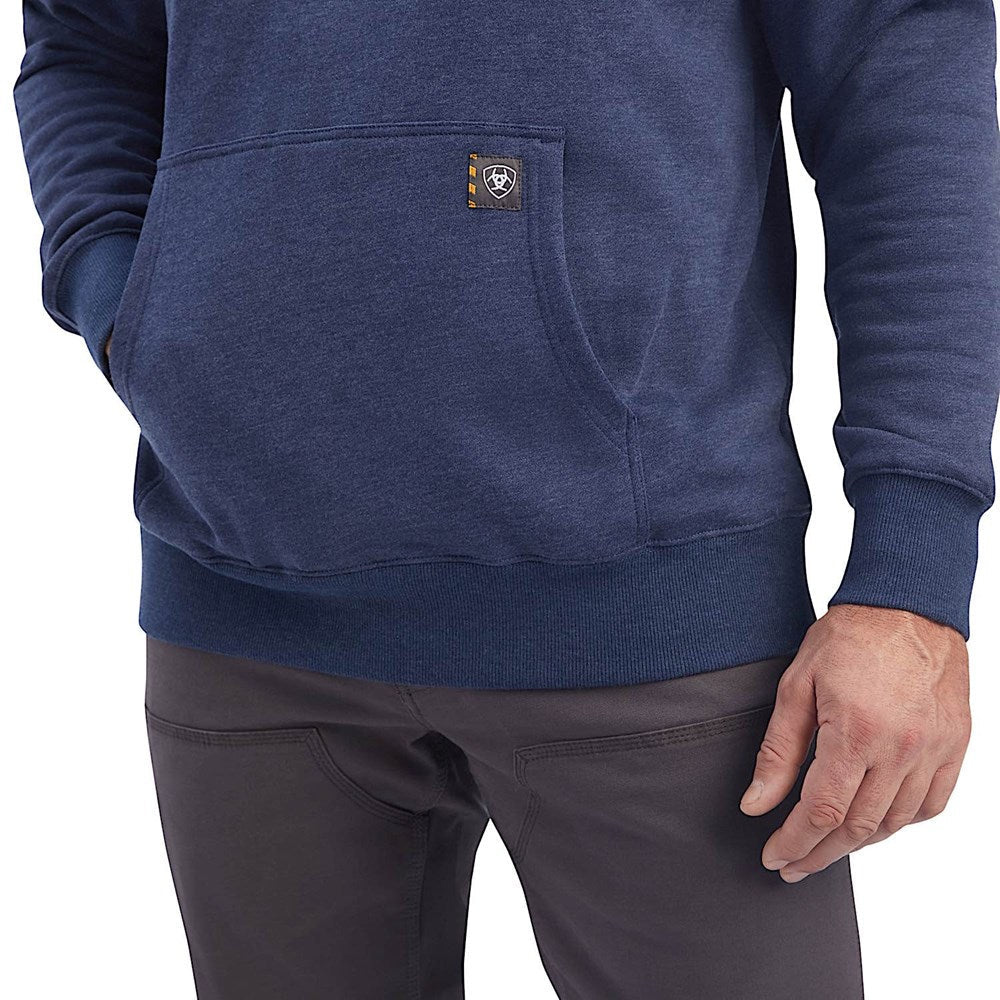 Ariat Men's Rebar Workman Quarter Zip Hoodie Navy Heather - Image 3
