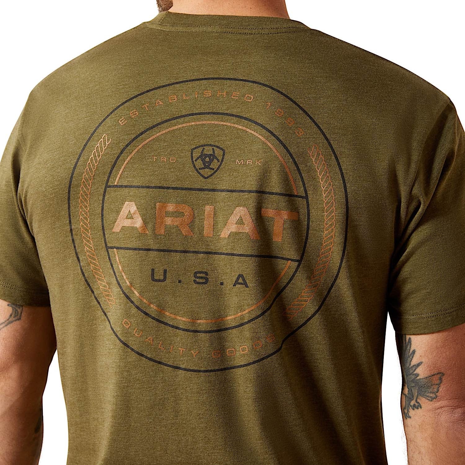 Ariat Men's Ropers Seal T-Shirt - Military Heather - Image 3