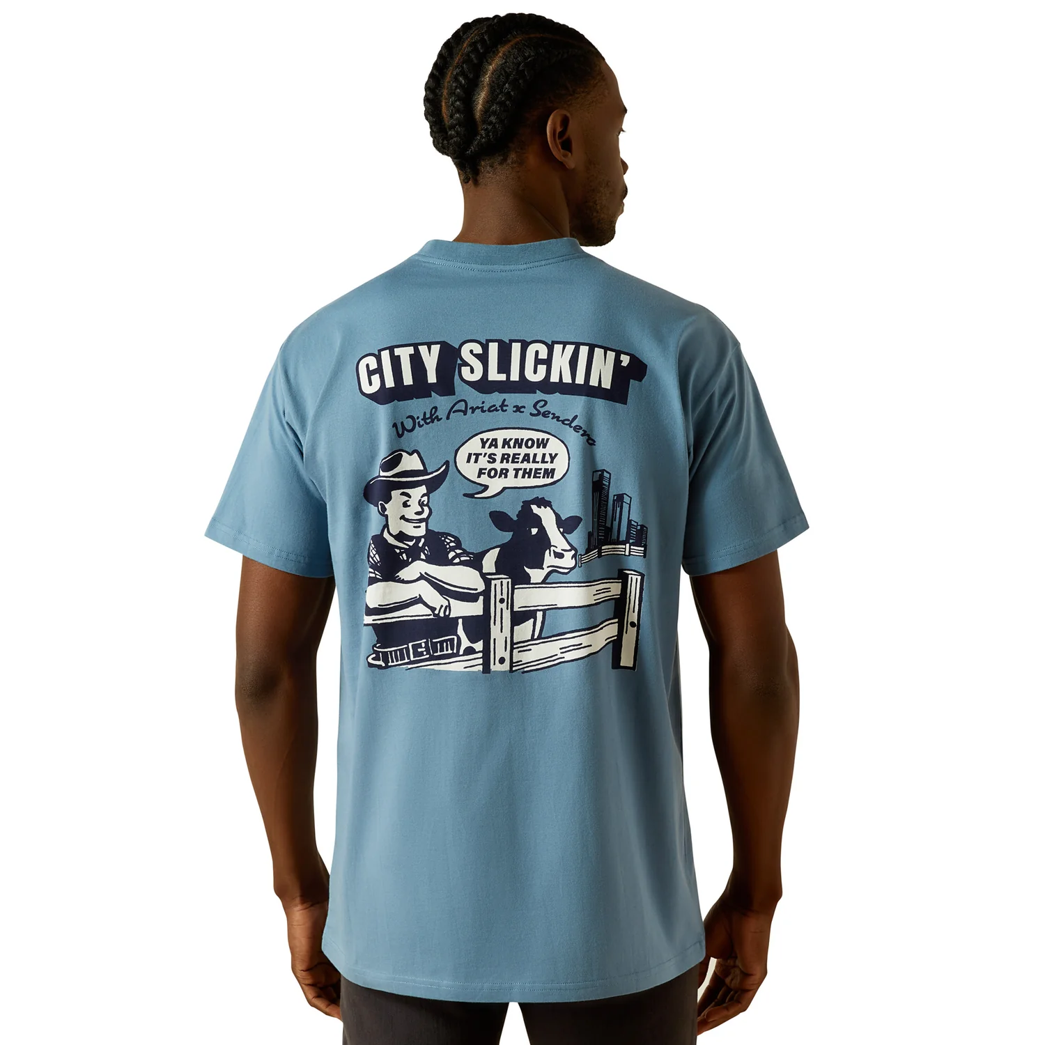 Ariat Men's Sendero Country Fences Tee - Copen Blue - Image 2