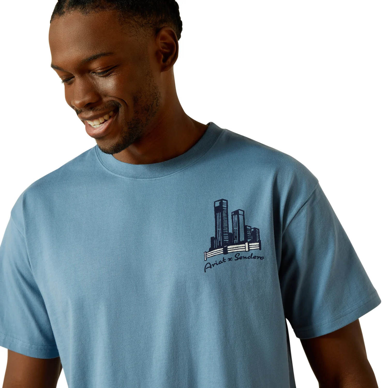 Ariat Men's Sendero Country Fences Tee - Copen Blue - Image 3