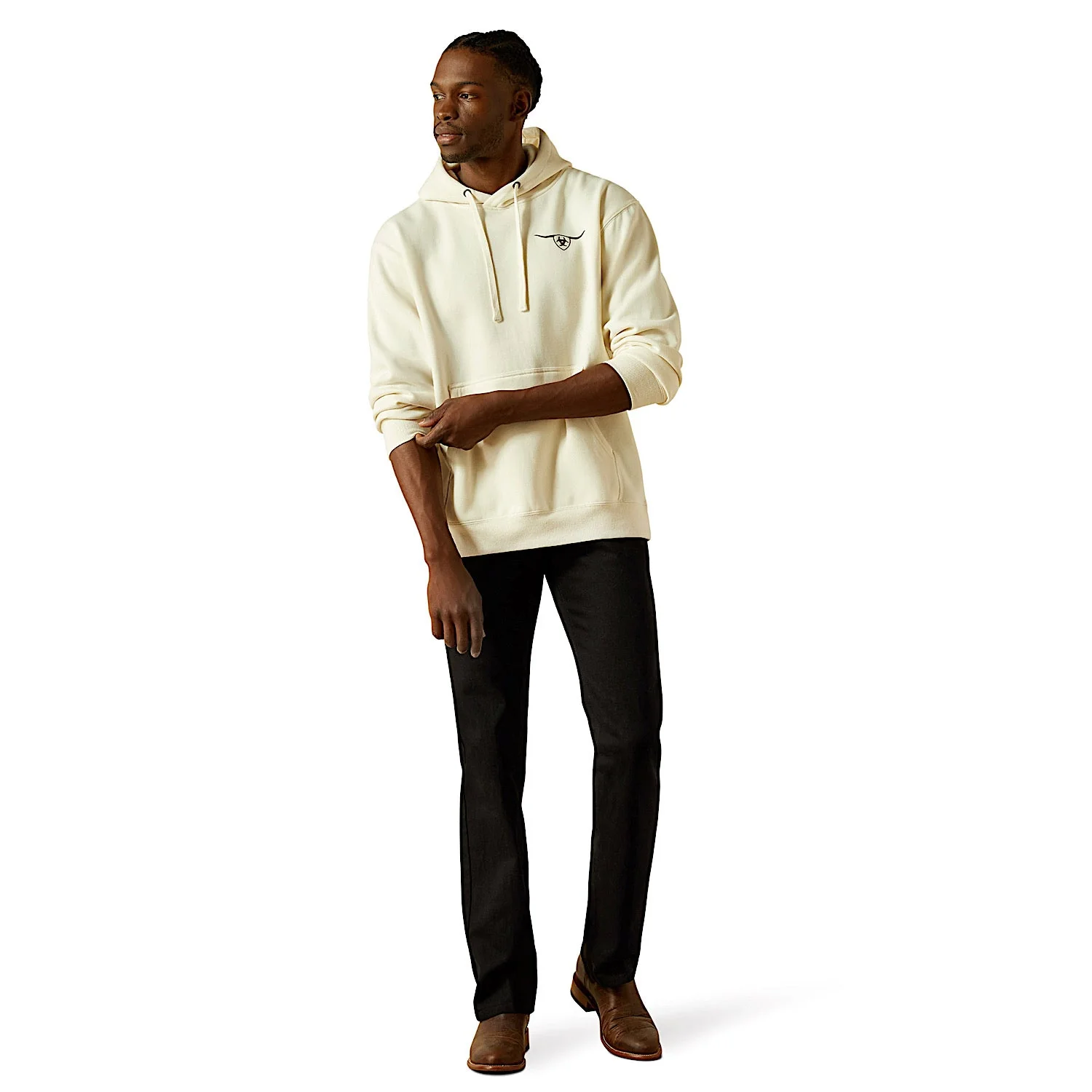 Ariat Men's Shield Steerhead Hoodie - Oatmeal - Image 3