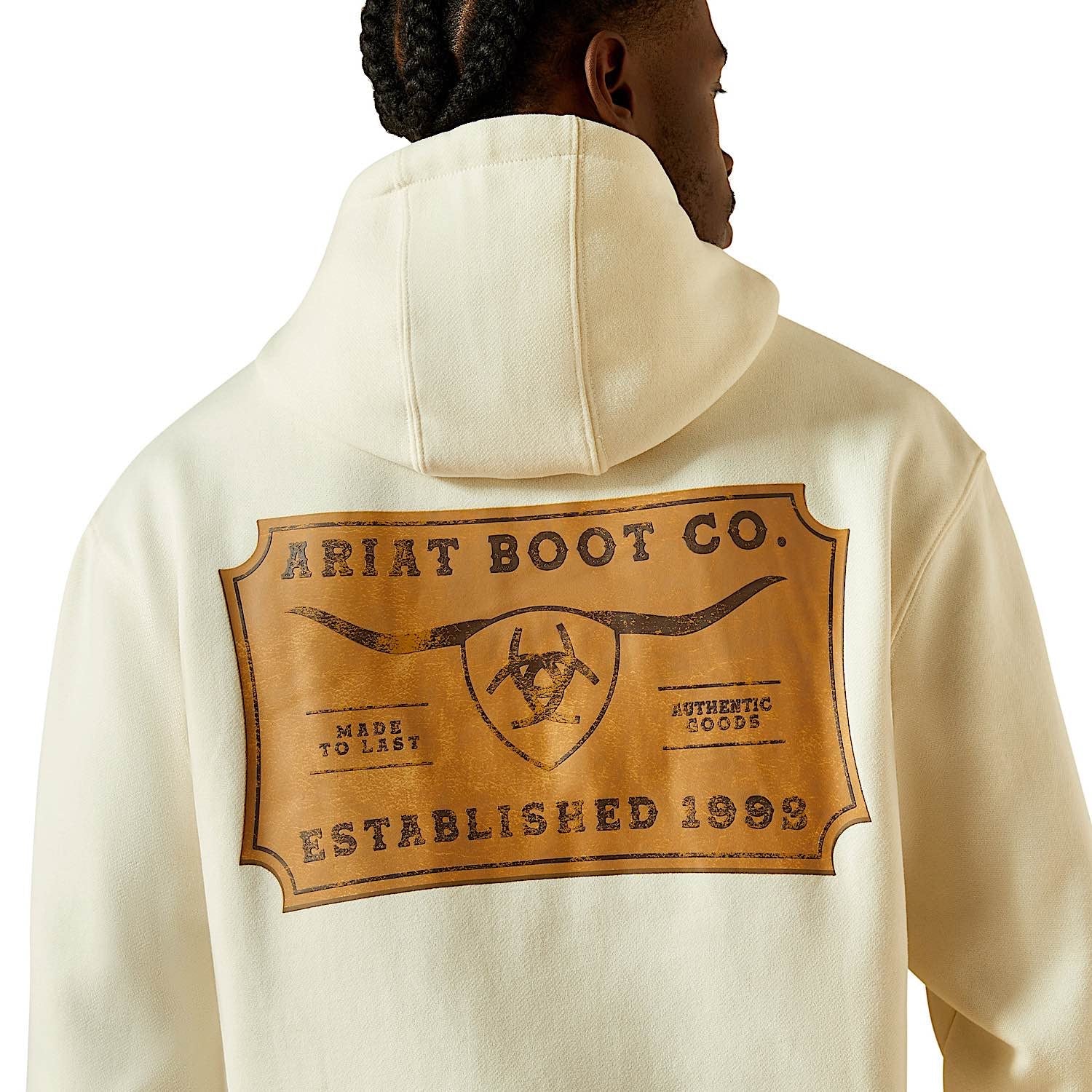 Ariat Men's Shield Steerhead Hoodie - Oatmeal - Image 4