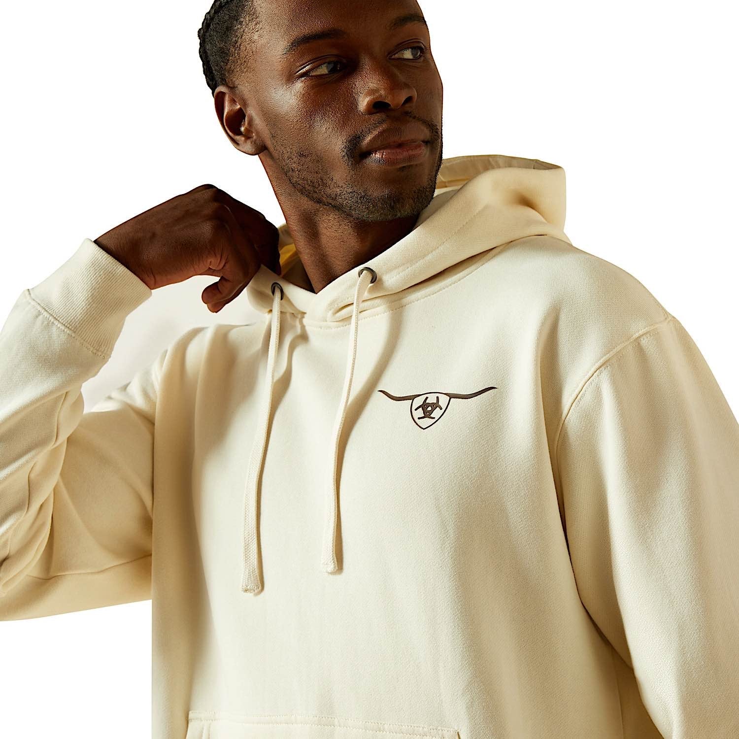 Ariat Men's Shield Steerhead Hoodie - Oatmeal - Image 5