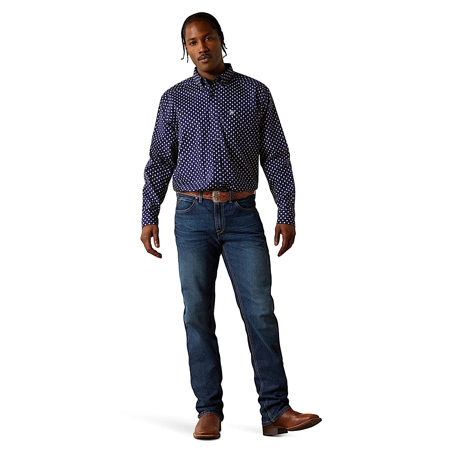 Ariat Men's Stone Classic Fit Shirt - Dark Blue - Image 3