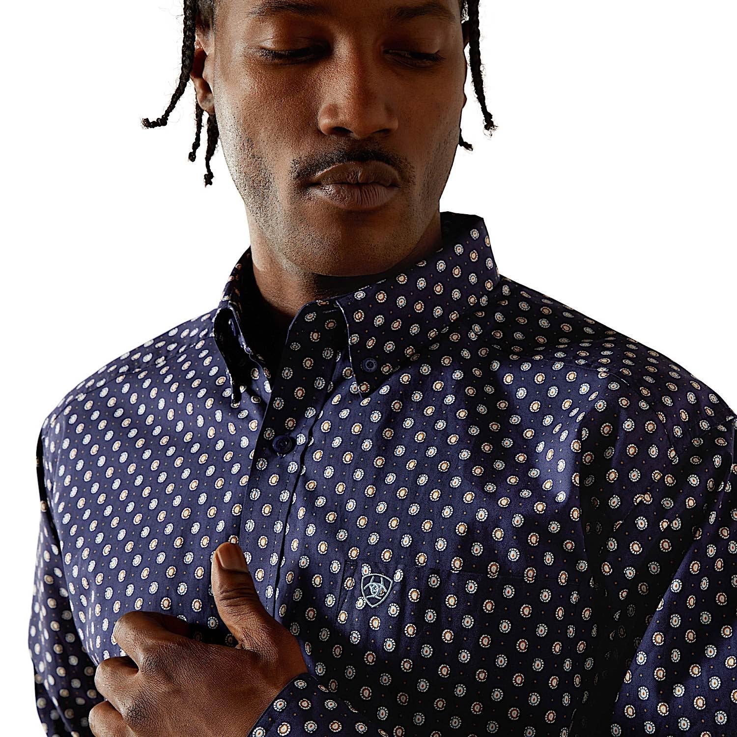 Ariat Men's Stone Classic Fit Shirt - Dark Blue - Image 4