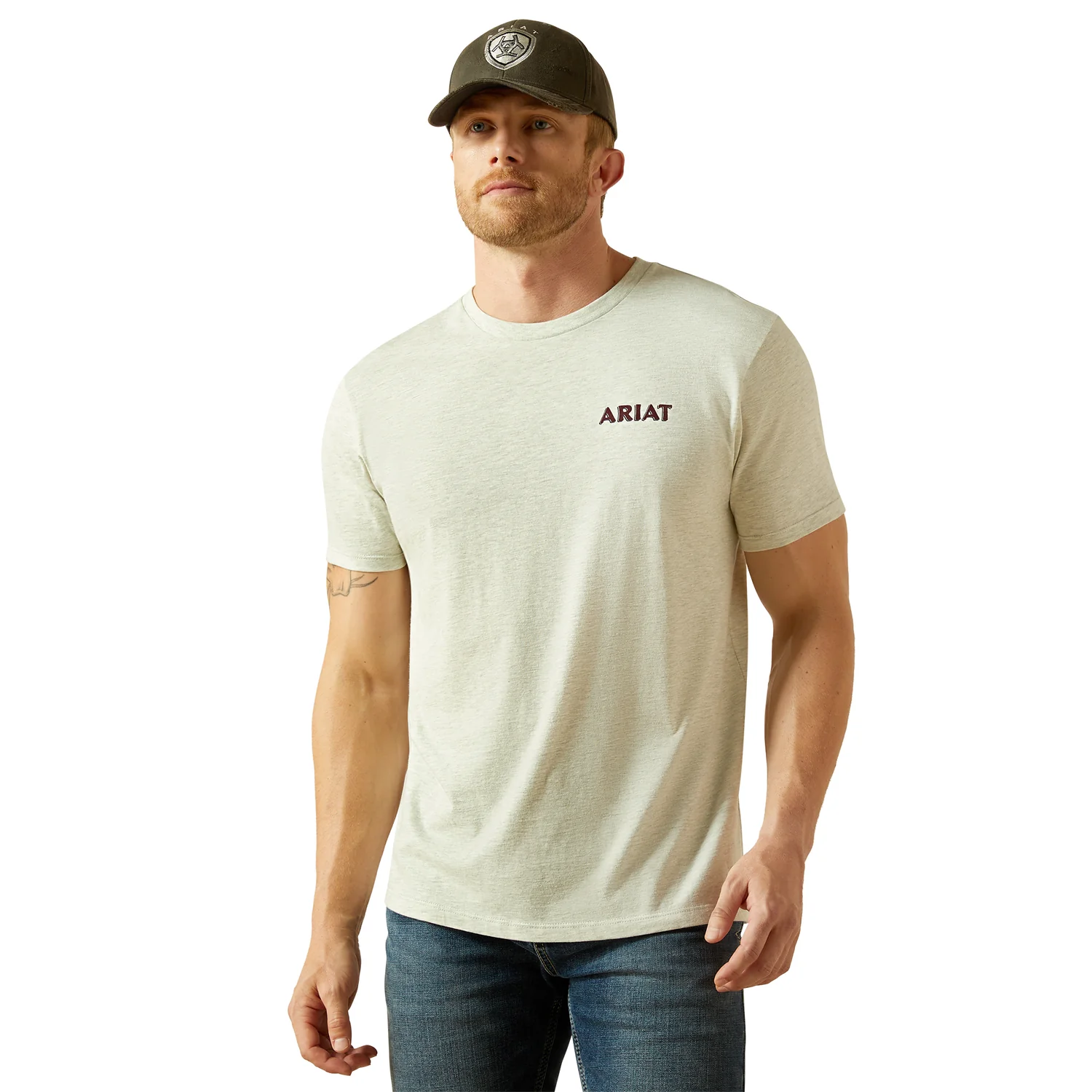 Ariat Men's Straight Shooter Tee - Oatmeal Heather