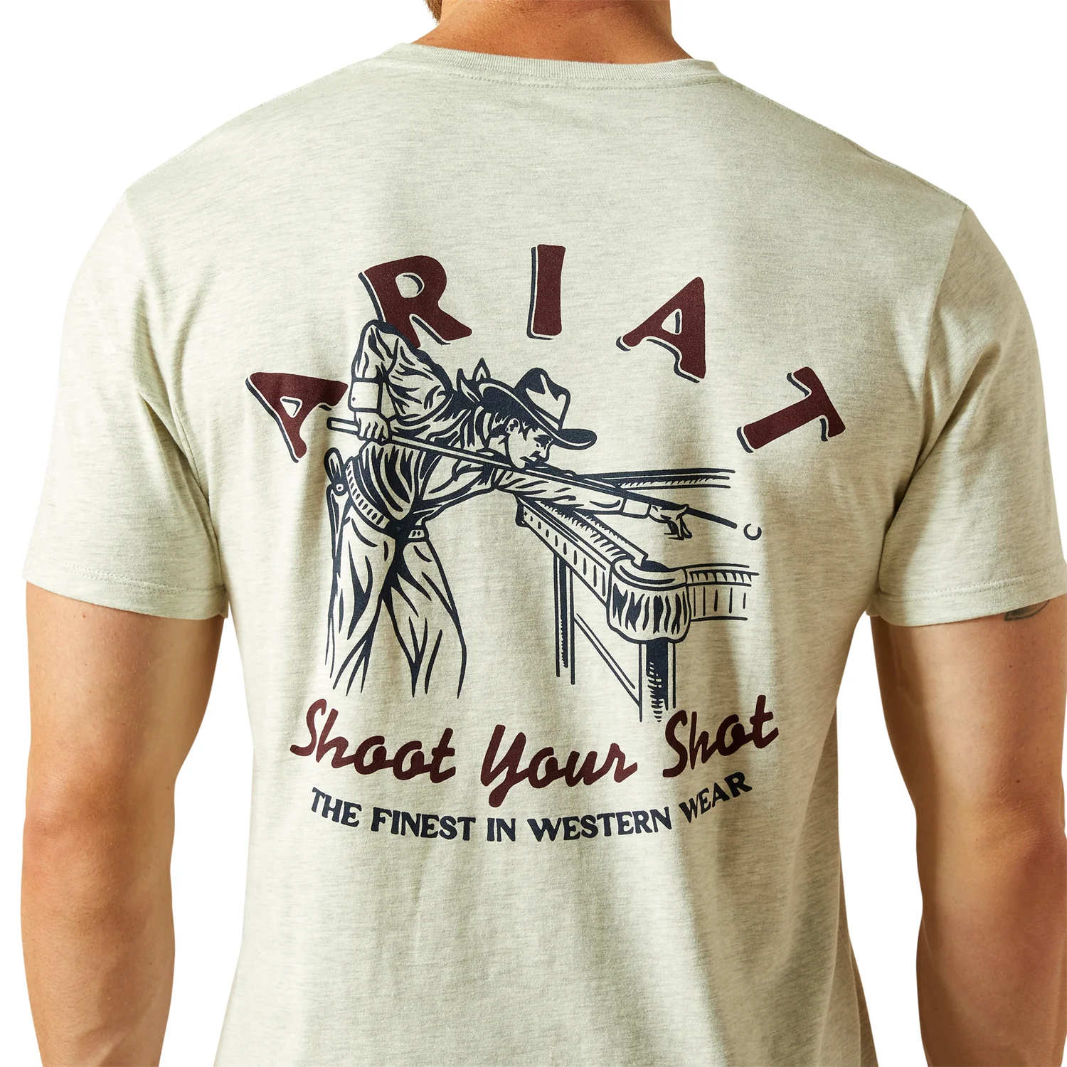 Ariat Men's Straight Shooter Tee - Oatmeal Heather - Image 2