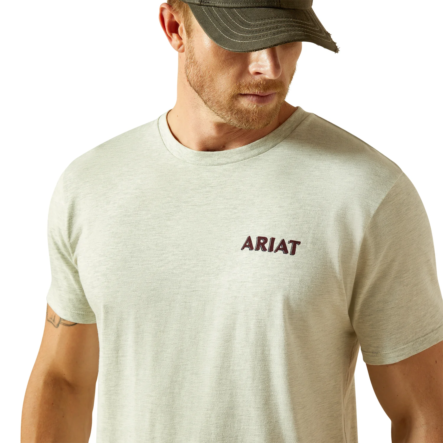 Ariat Men's Straight Shooter Tee - Oatmeal Heather - Image 3