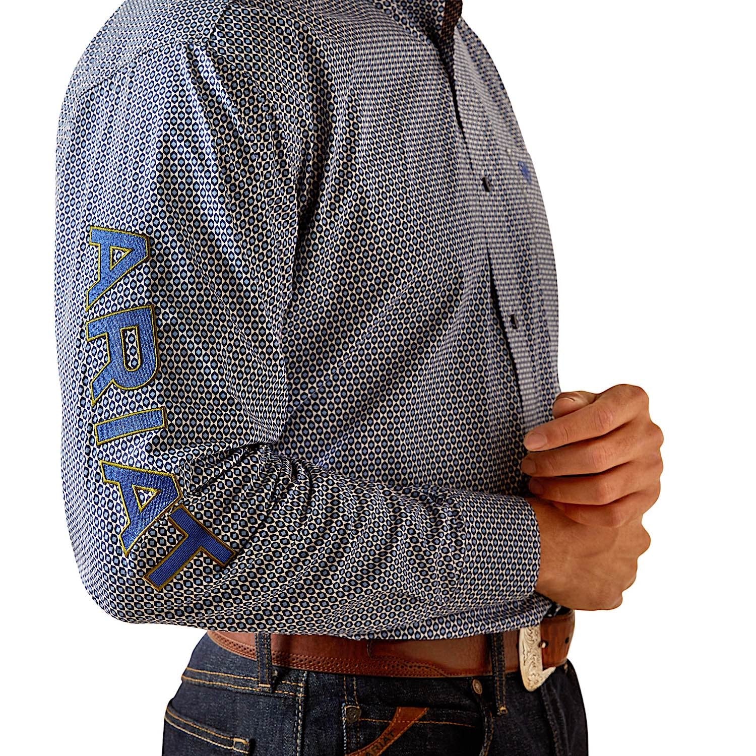 Ariat Men's Team Keenan Classic Fit Shirt - Blue/Navy Blue - Image 4