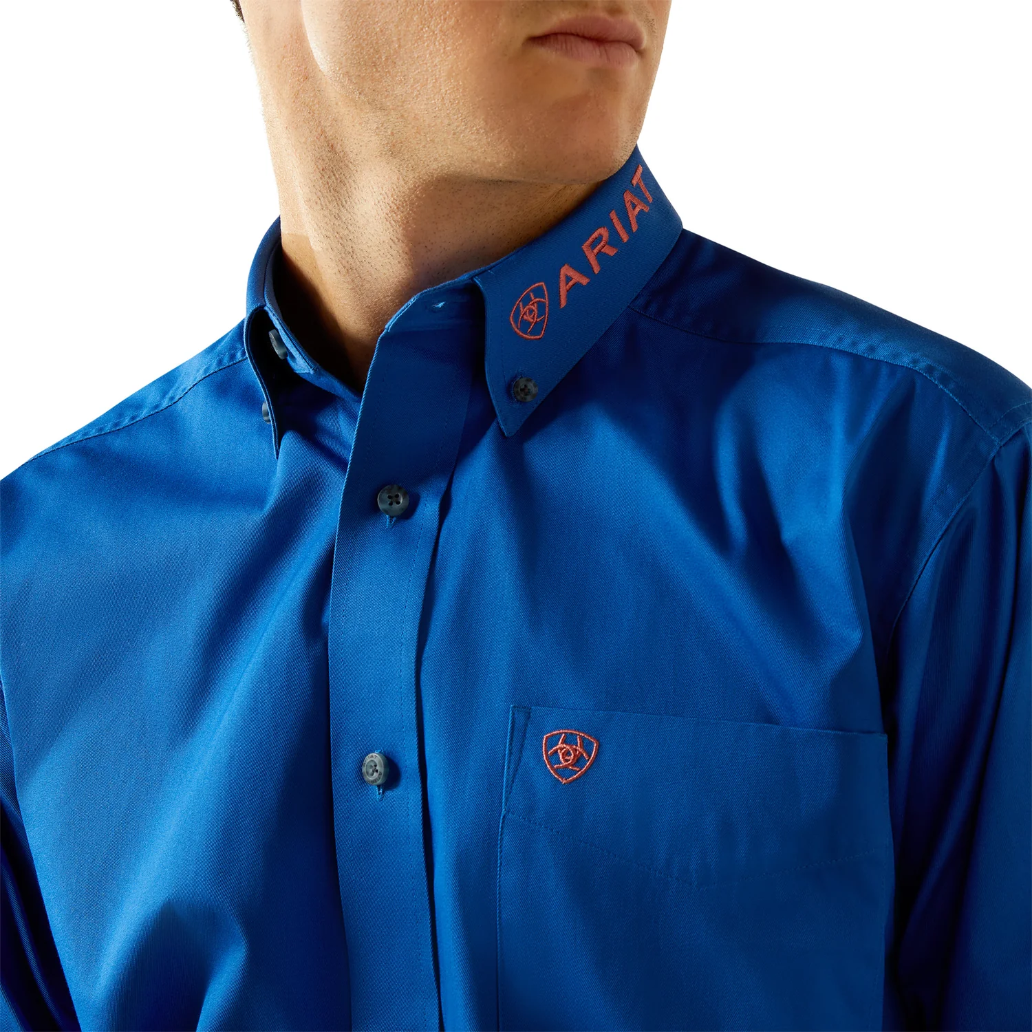 Ariat Men's Team Logo Twill Classic Fit Shirt - Blue/Orange - Image 3