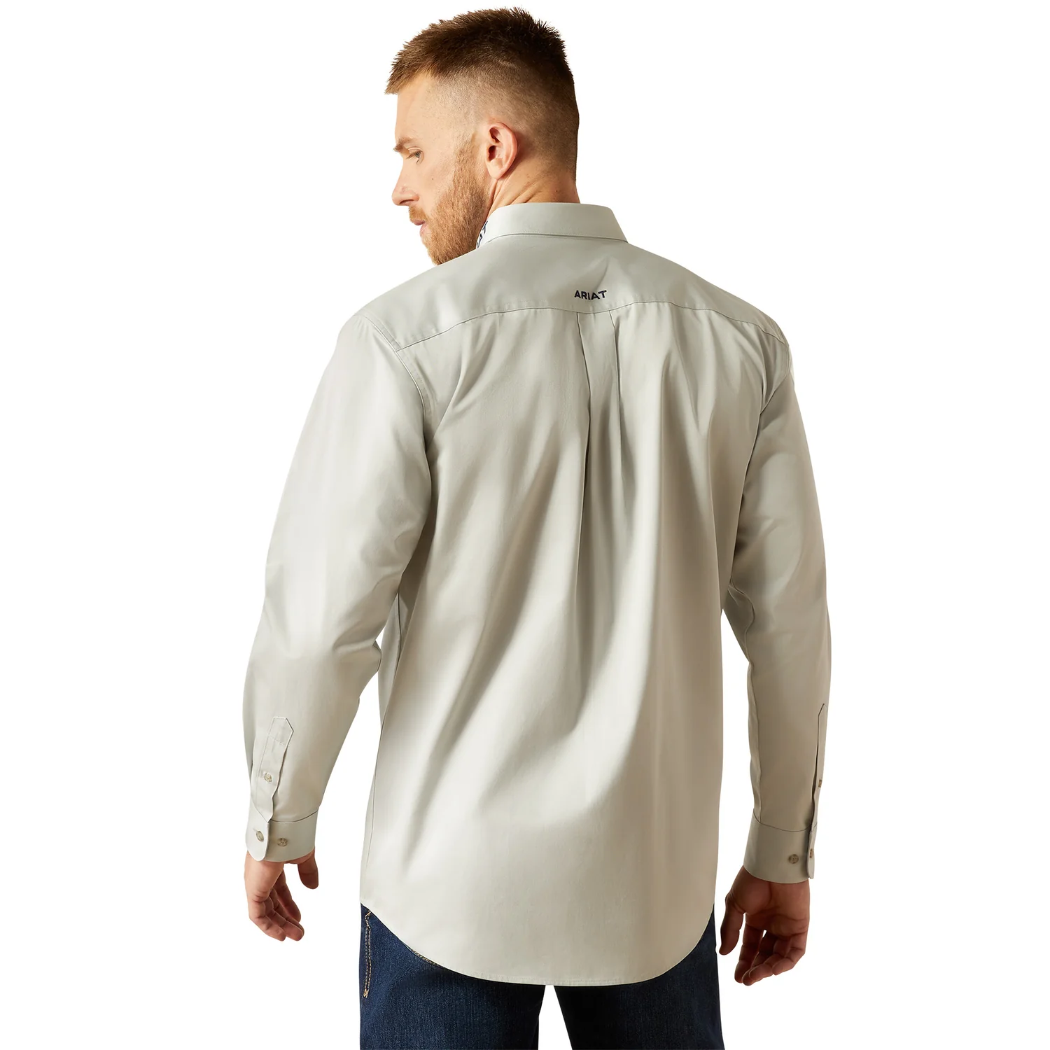 Ariat Men's Team Logo Twill Classic Fit Shirt - Silver / Navy - Image 2