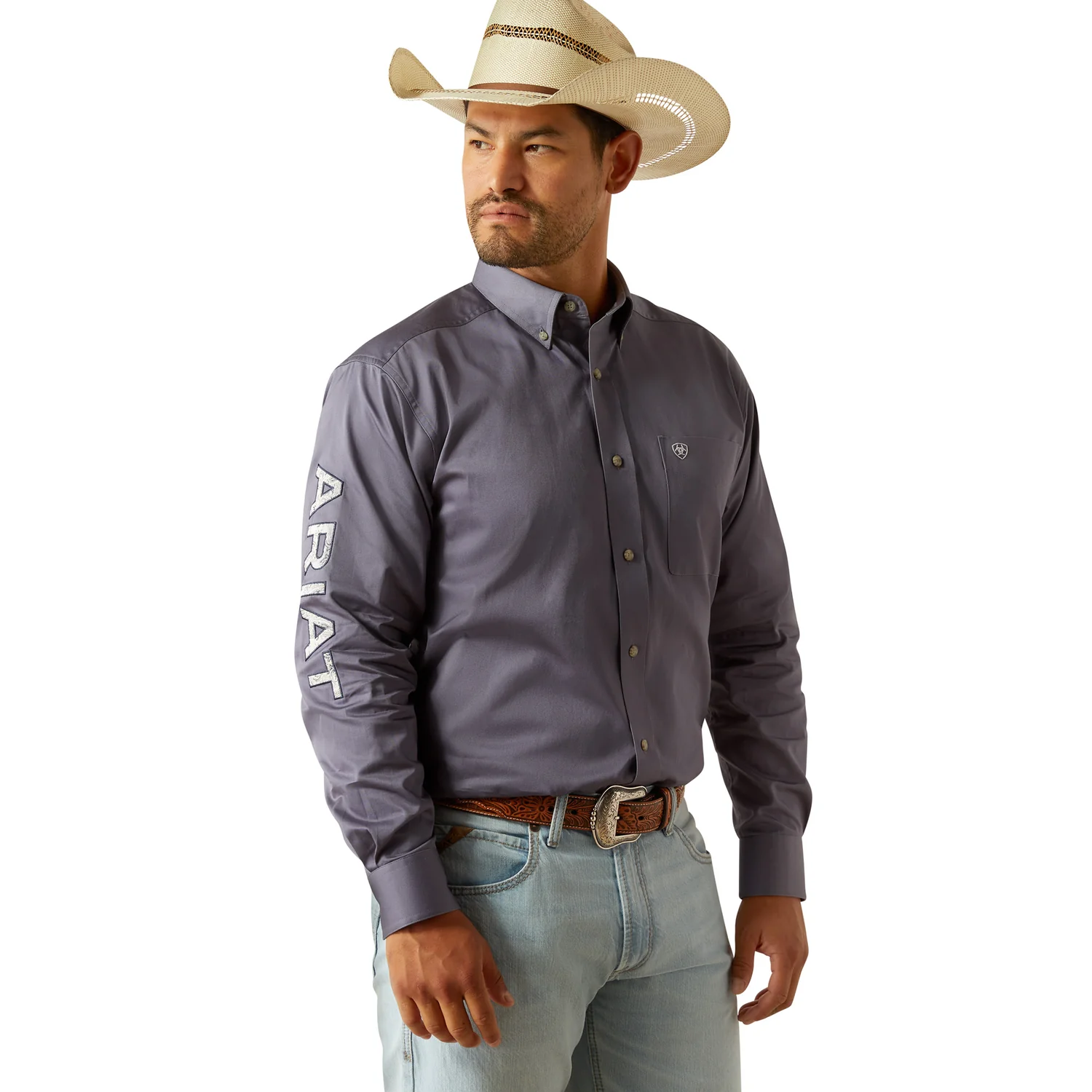 Ariat Men's Team Logo Twill Shirt - Grey / White