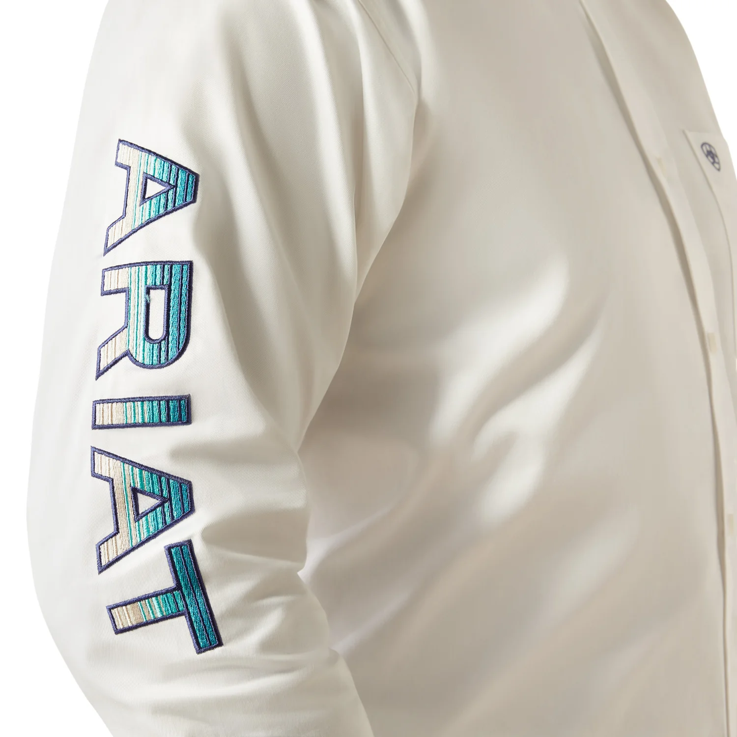 Ariat Men's Team Logo Twill Shirt - White / Teal - Image 4