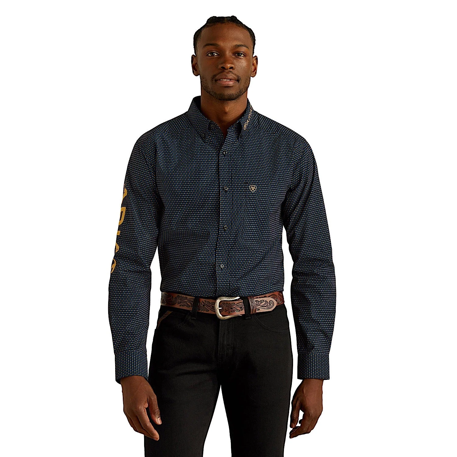 Ariat Men's Team Portland Fitted Shirt - Black/Gold