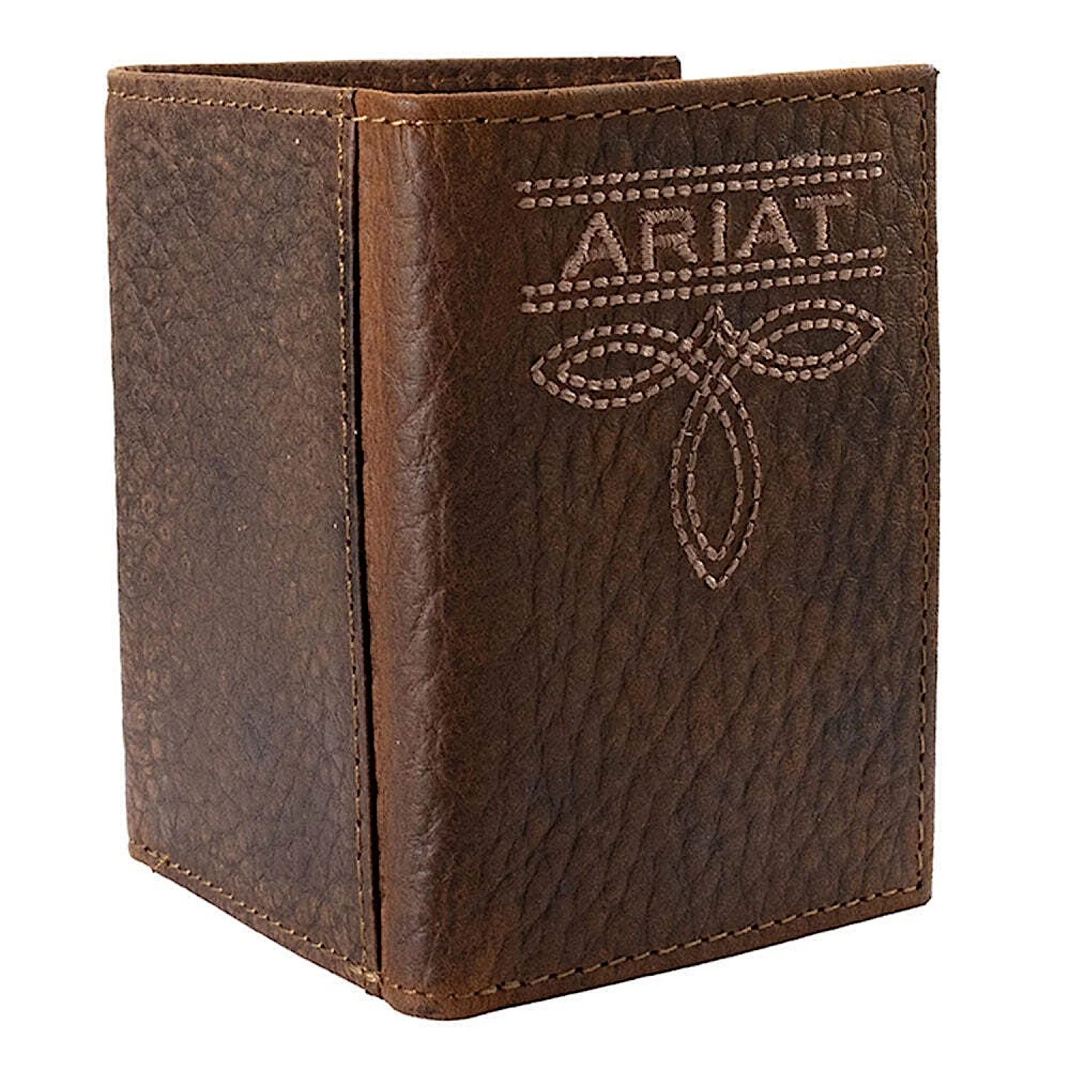 Ariat Men's Trifold Style Wallet Bug Stitch - Brown - Image 2