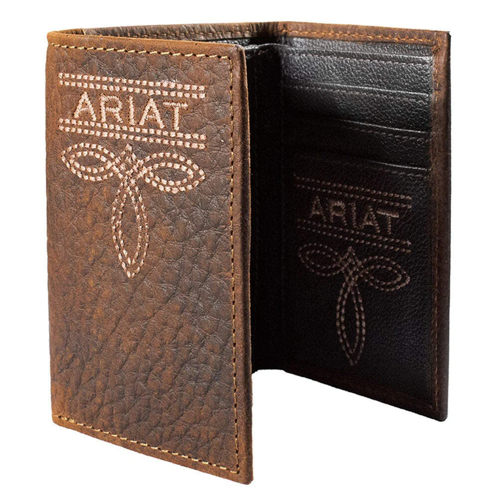 Ariat Men's Trifold Style Wallet Bug Stitch - Brown - Image 4