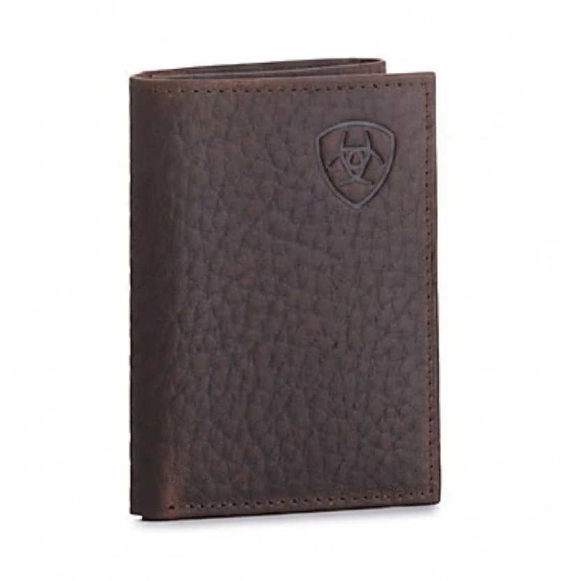 Ariat Men's Trifold Wallet Shield Logo - Brown