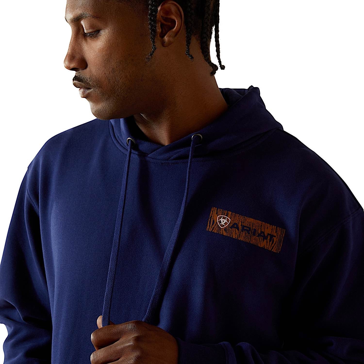 Ariat Men's Woodshop Stack Hoodie - Navy - Image 4